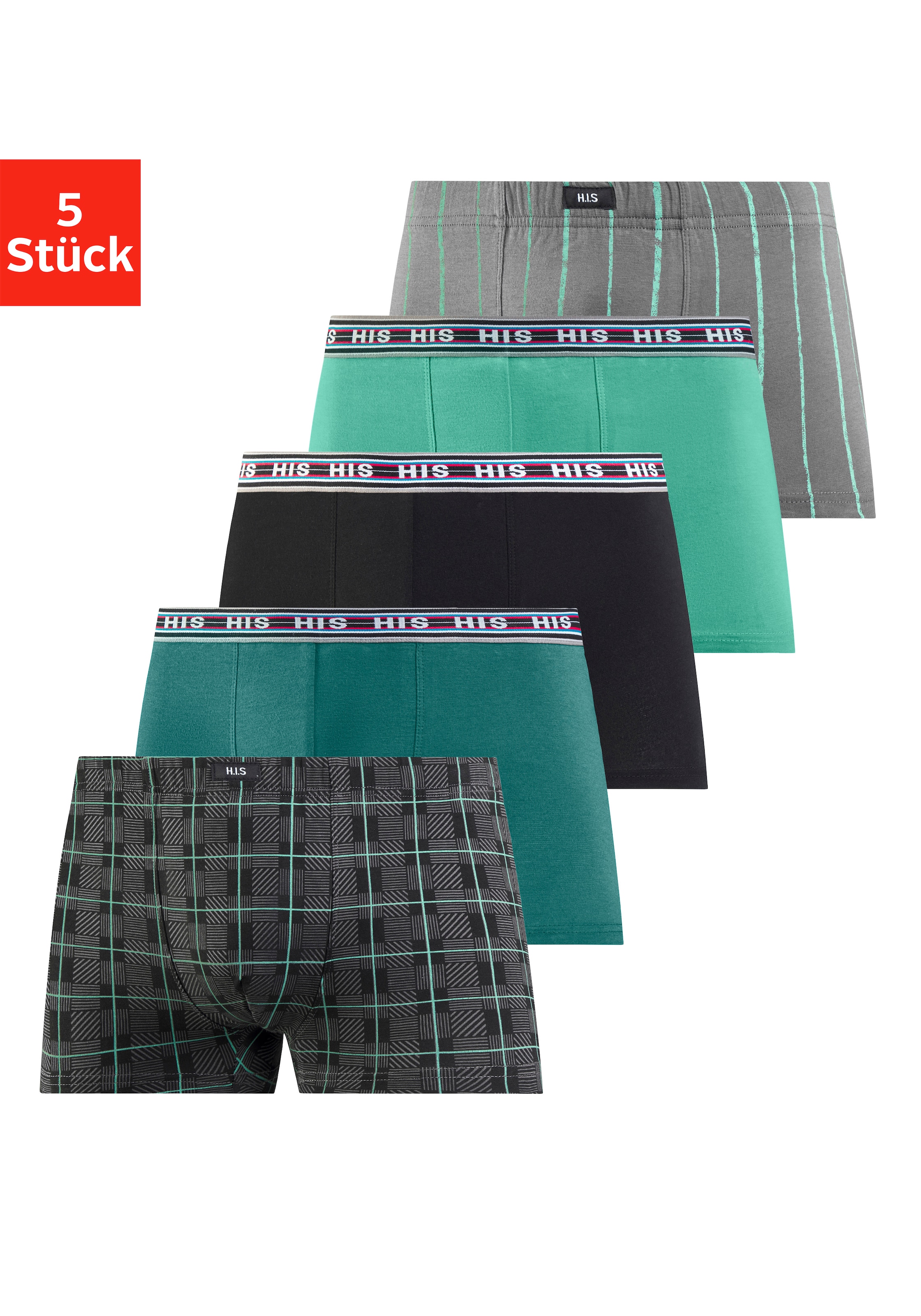 H.I.S Boxer "Boxershorts für Herren" Packung, 5 Stk. aus Baumwoll-Stretch