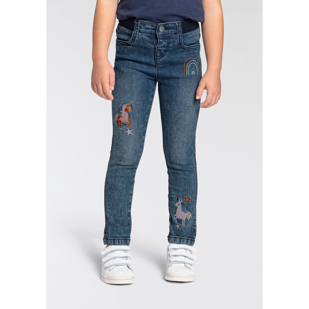 KIDSWORLD Stretch-Jeans »für kleine Mädchen«, mit toller Stickerei