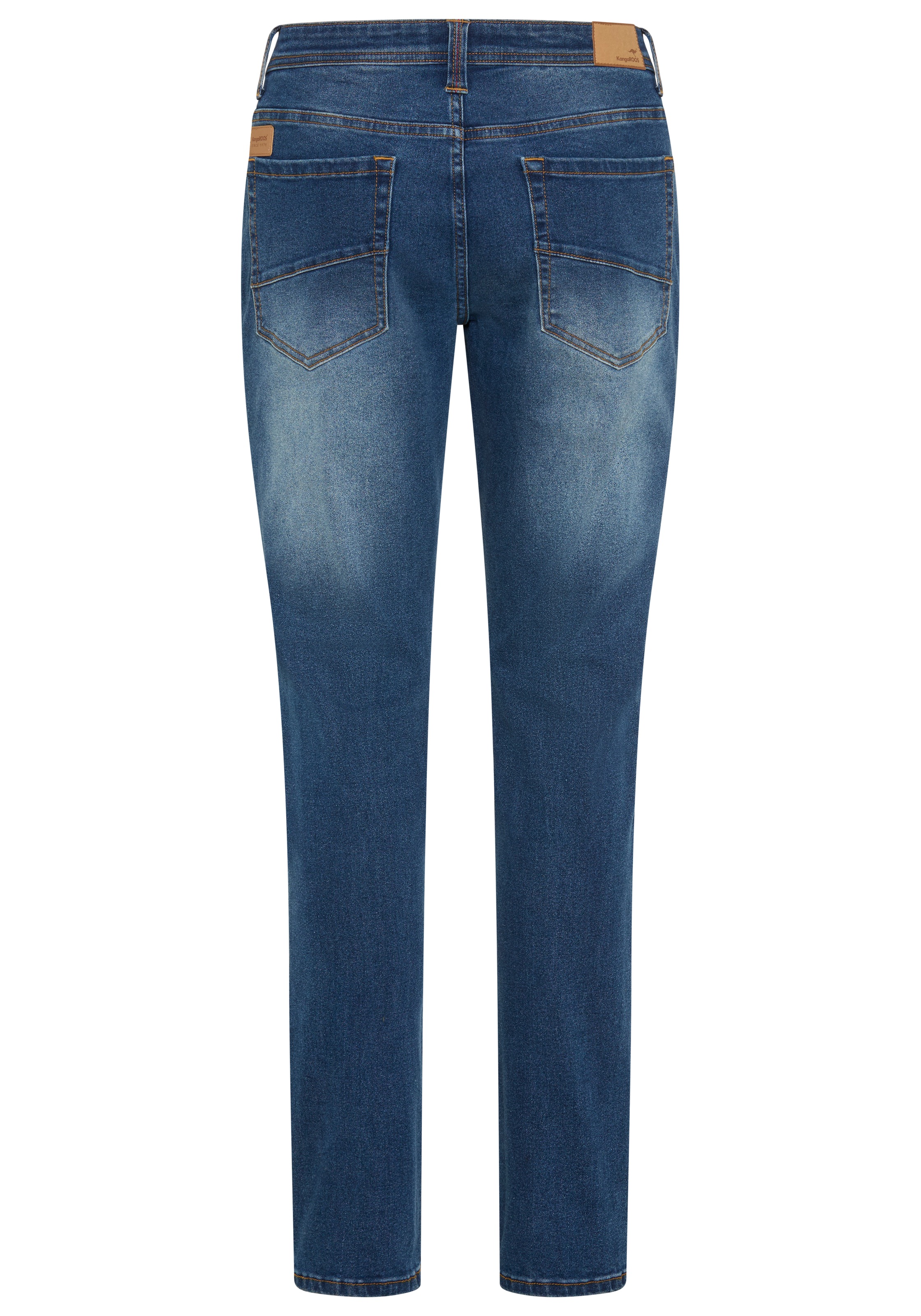 KangaROOS Straight-Jeans mit Reißverschluss und Knopf, niedrige Leibhöhe, lange Schnittform