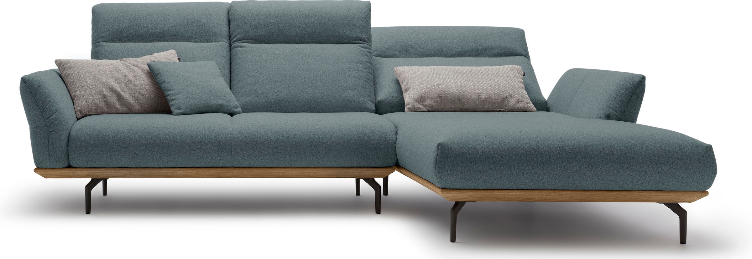 hülsta sofa Ecksofa »hs.460«, Sockel in Nussbaum, Winkelfüße in Umbragrau, Breite 298 cm