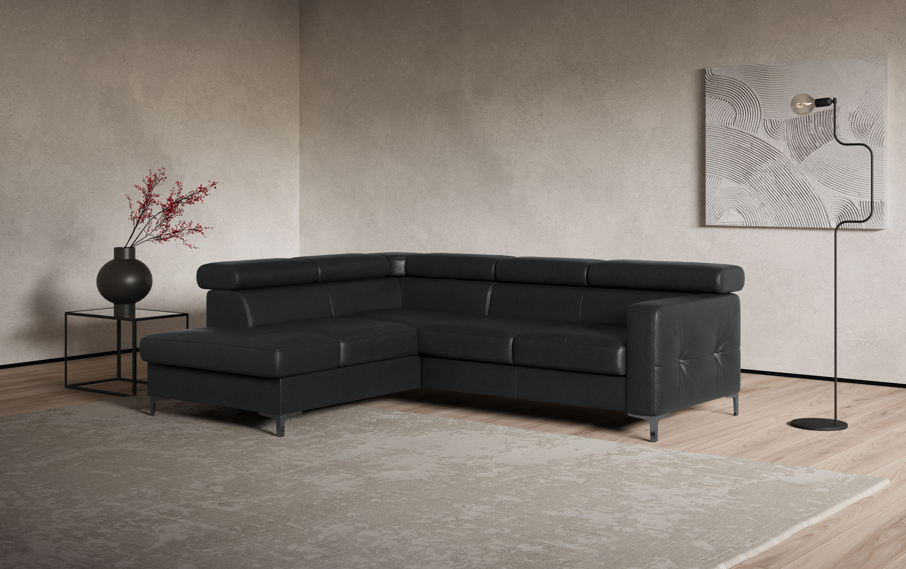 COTTA Ecksofa "Sammy L-Form" mit Kopfteilverstellung, wahlweise mit Schlaffunktion & Bettkasten