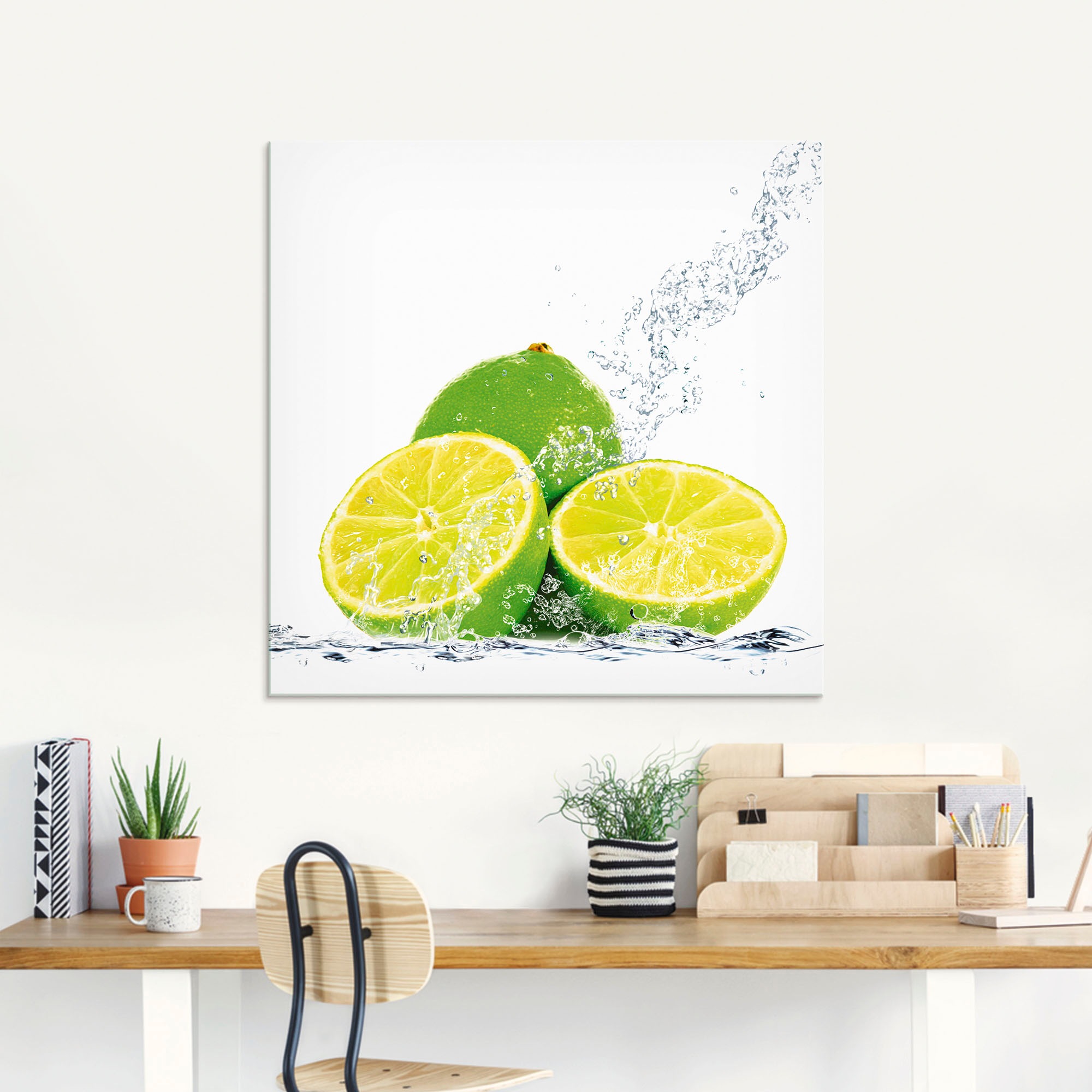 Artland Glasbild "Limette mit Spritzwasser" Lebensmittel 1 Stk. tlg. in ver günstig online kaufen