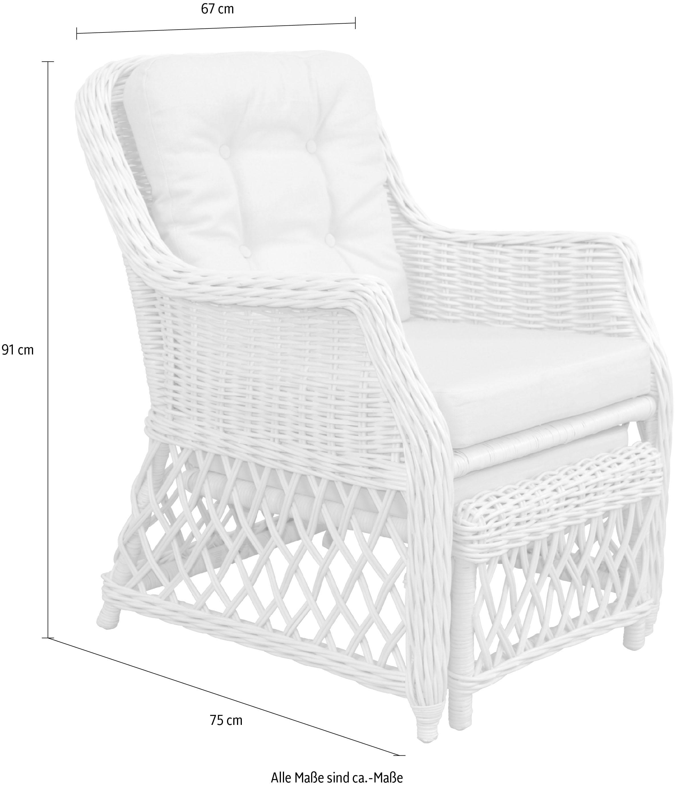 Home affaire Rattanstuhl, Handarbeit, Maße (B/T/H): (67/75/91)