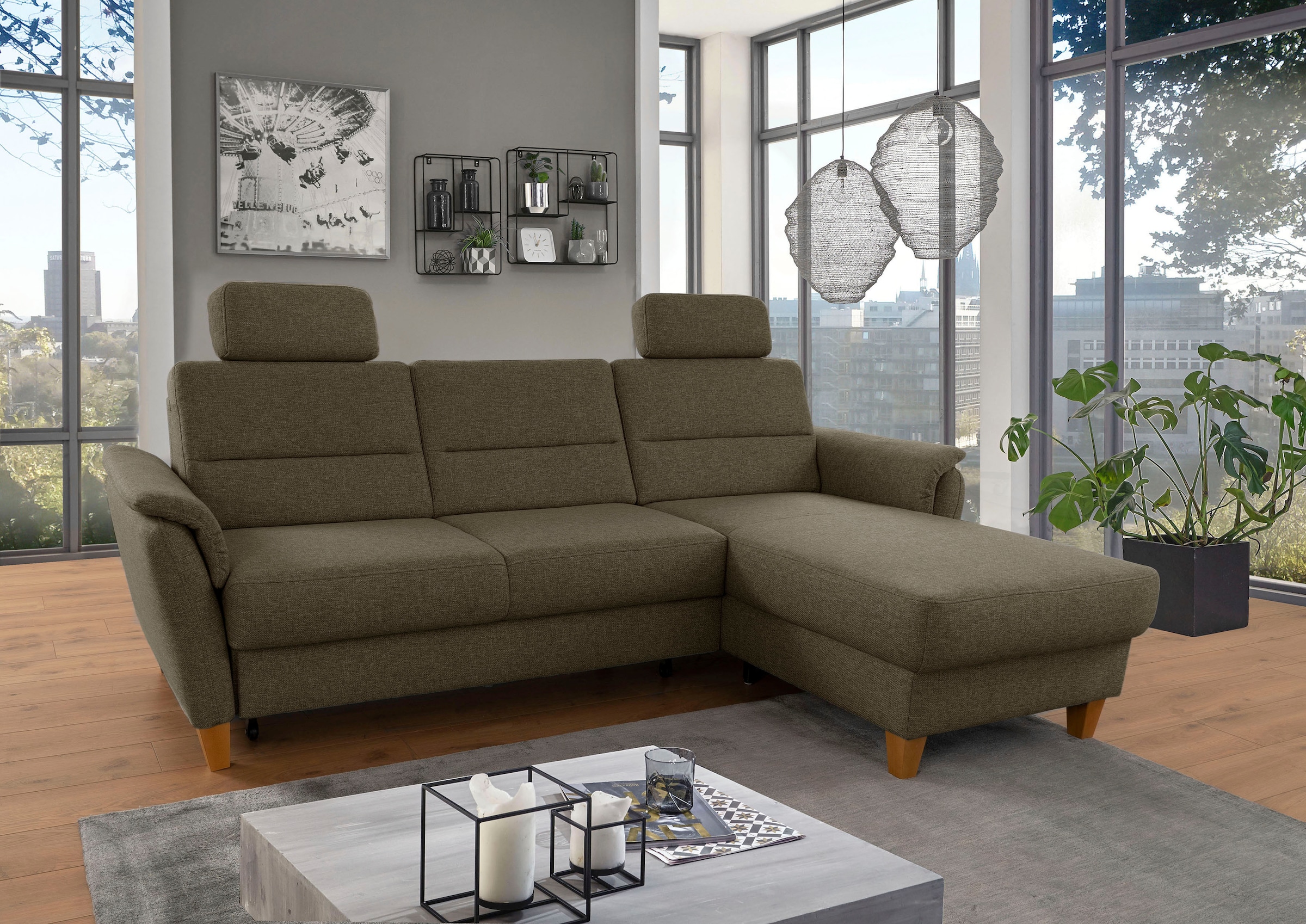 Home affaire Ecksofa "Palmera L-Form, B: 244 cm" optional Bettfunktion & Be günstig online kaufen