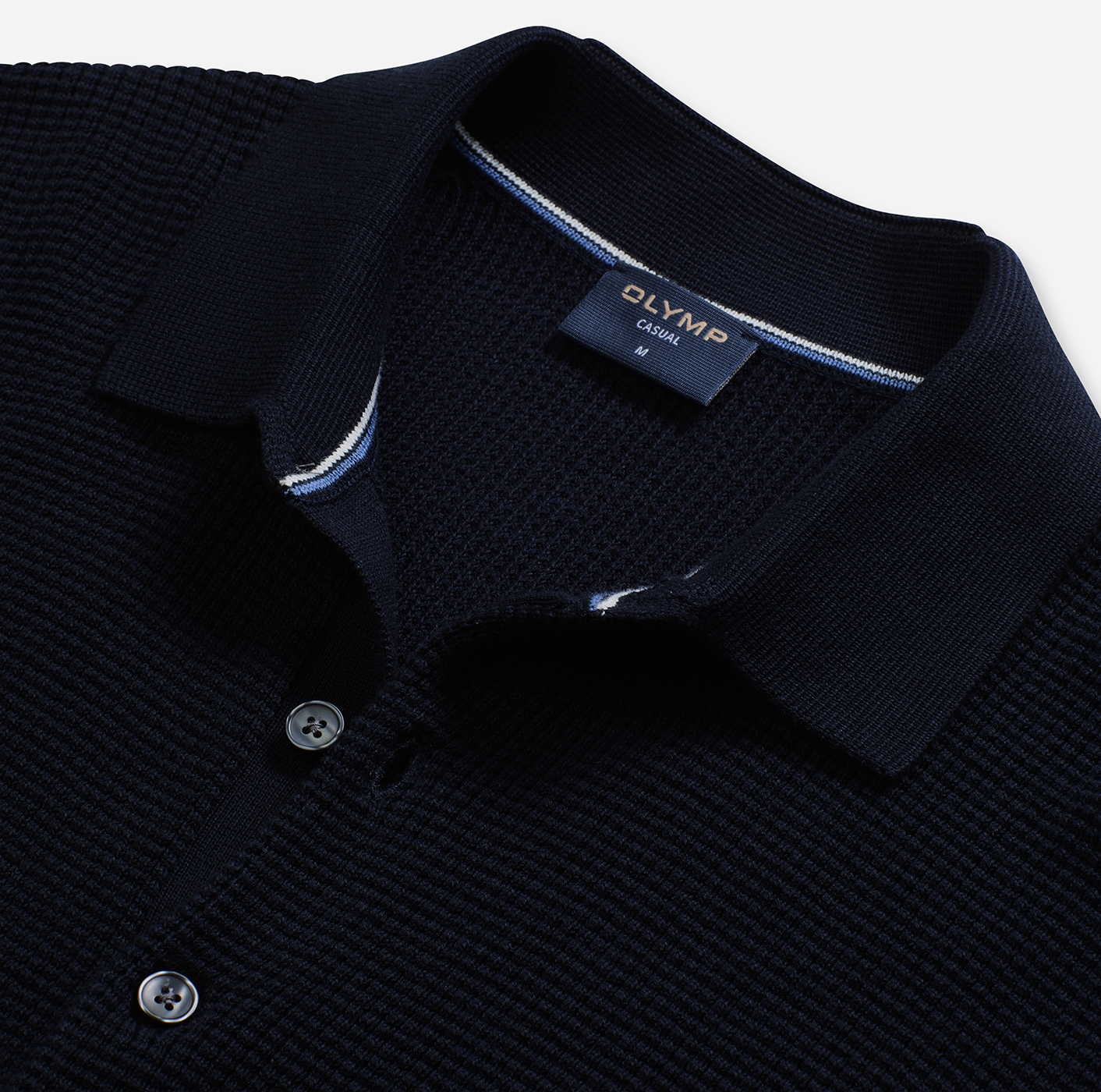 OLYMP Polokragenpullover »Waffle Structure Pullover«, strukturiert, unifarben, regular fit, Strick
