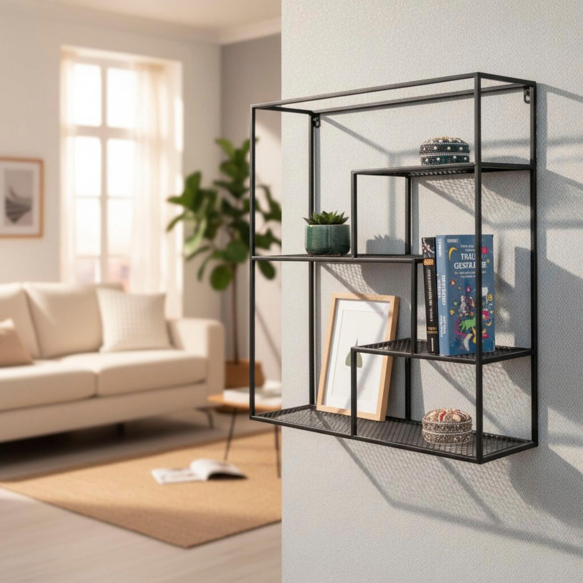HAKU Wandregal »Hängeregal, Wandboard« rechteckig - aus Metall Schwarz - B/T/H 50/18/60 cm