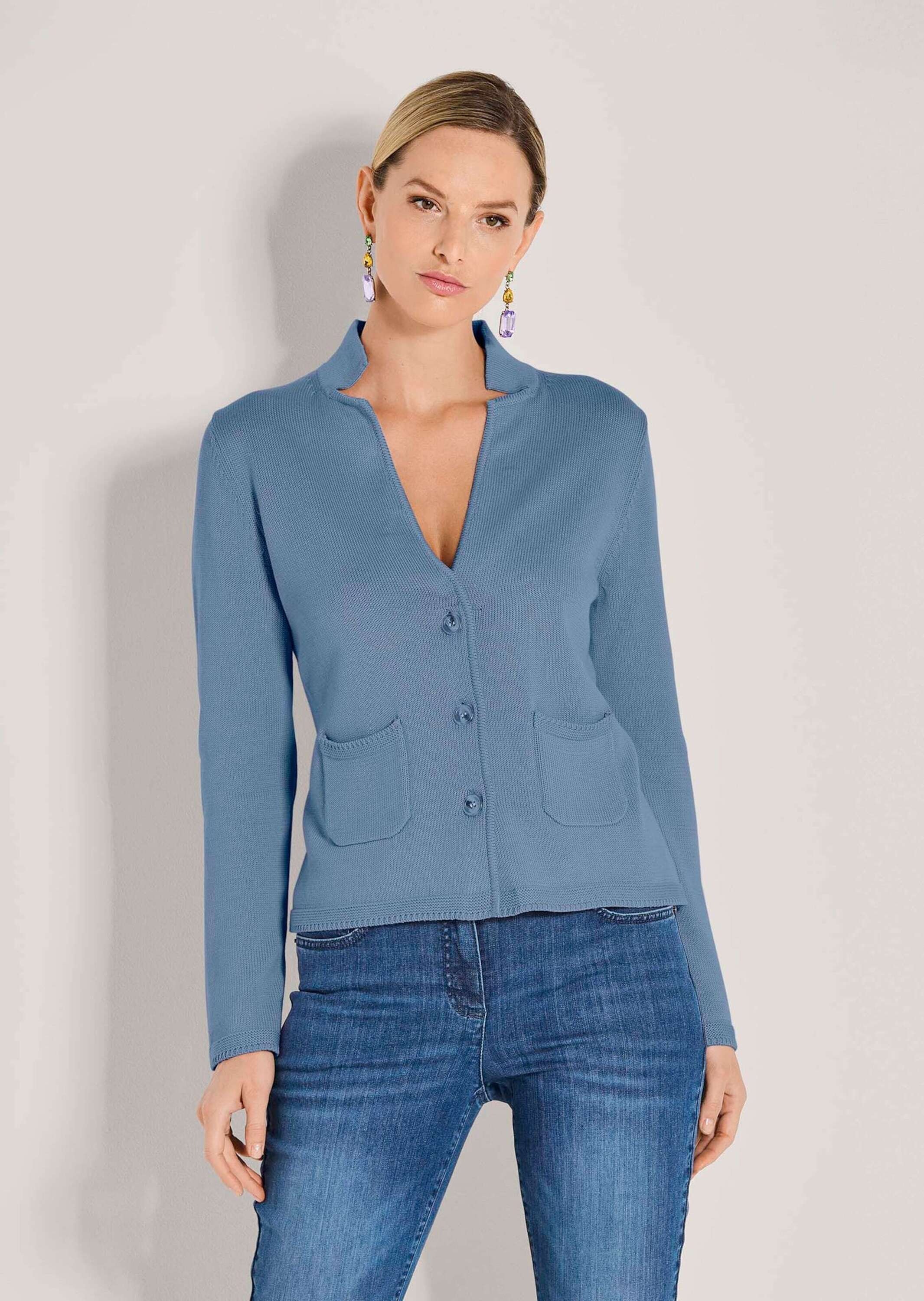 Thumbnail - MADELEINE Strickjacke "Strickblazer Eleganter Blazer mit feinem Glattstrick" Hautsympathische Baumwolle