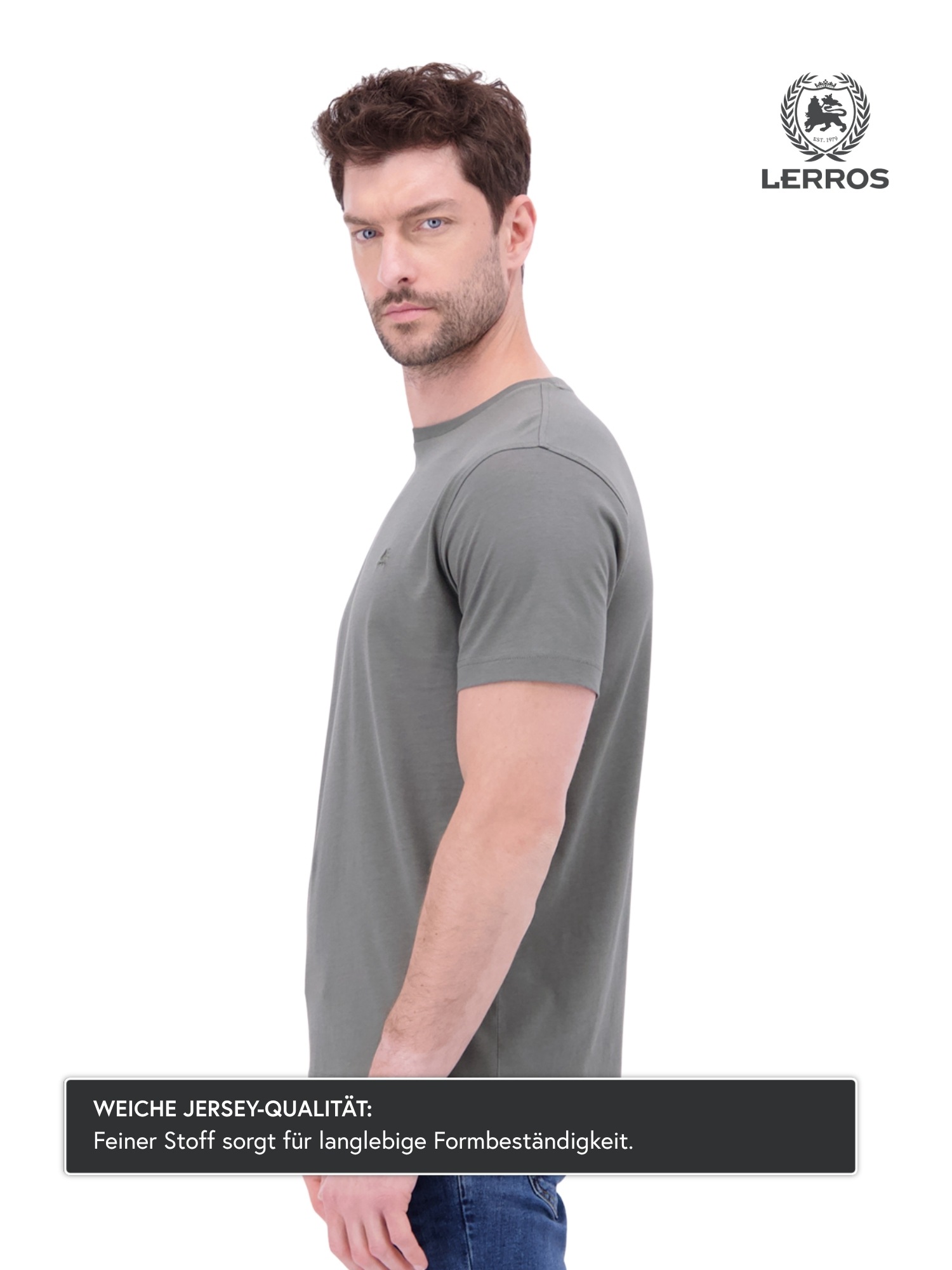 LERROS T-Shirt »T-Shirt mit Rundhalsausschnitt« Herren Shirt aus 100% Baumwolle, einfarbig, Jersey-Qualität
