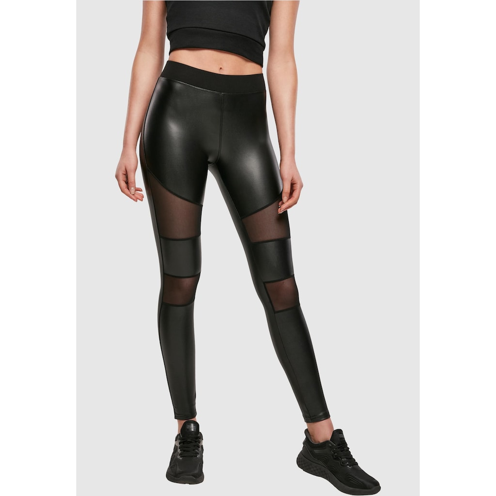 URBAN CLASSICS Leggings »Urban Classics Damen Ladies Tech Mesh Faux Leather Leggings«, (1 tlg.)