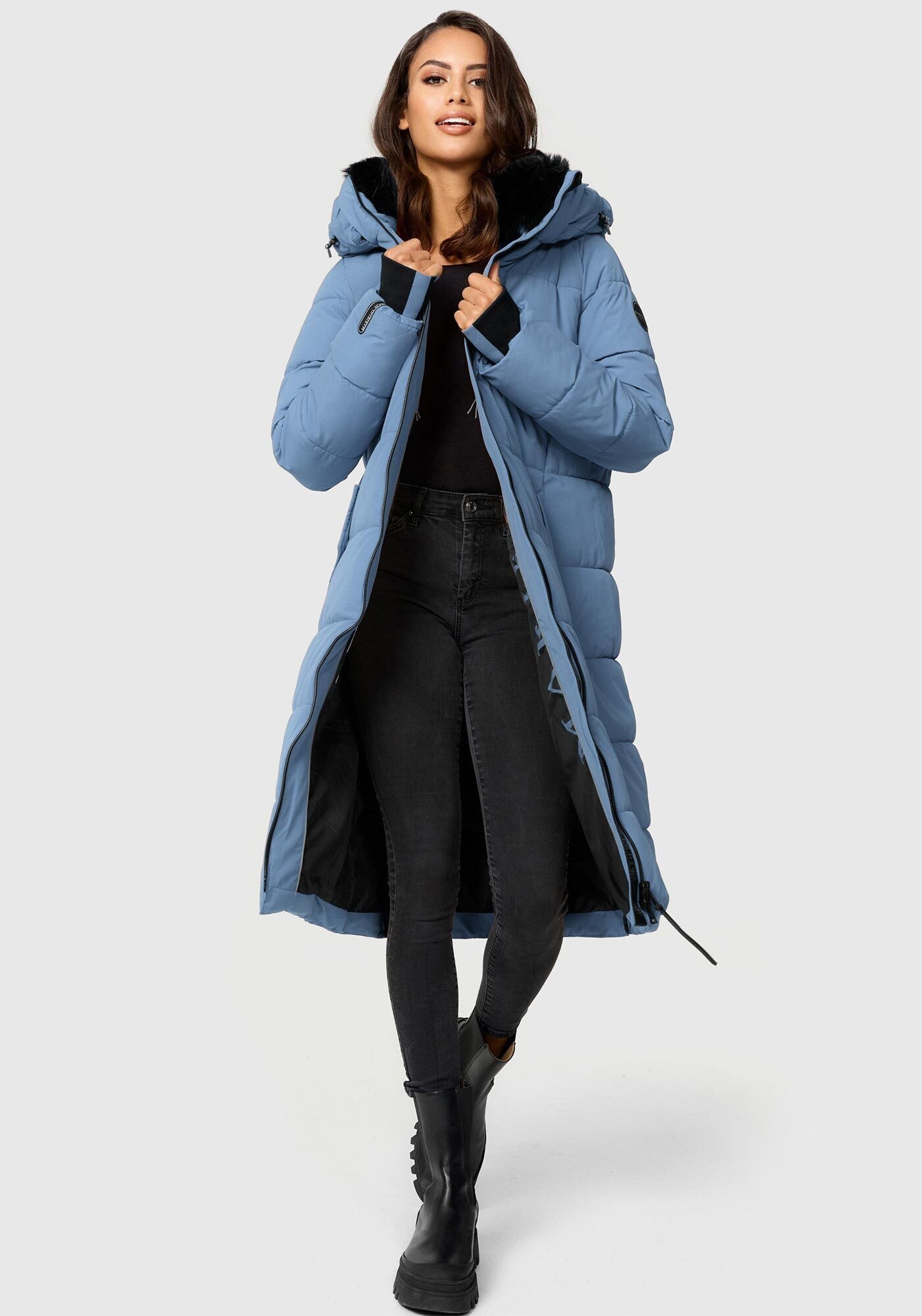 Marikoo Steppjacke "Zuraraa XVI" mit Kapuze langer Winter Mantel gesteppt günstig online kaufen