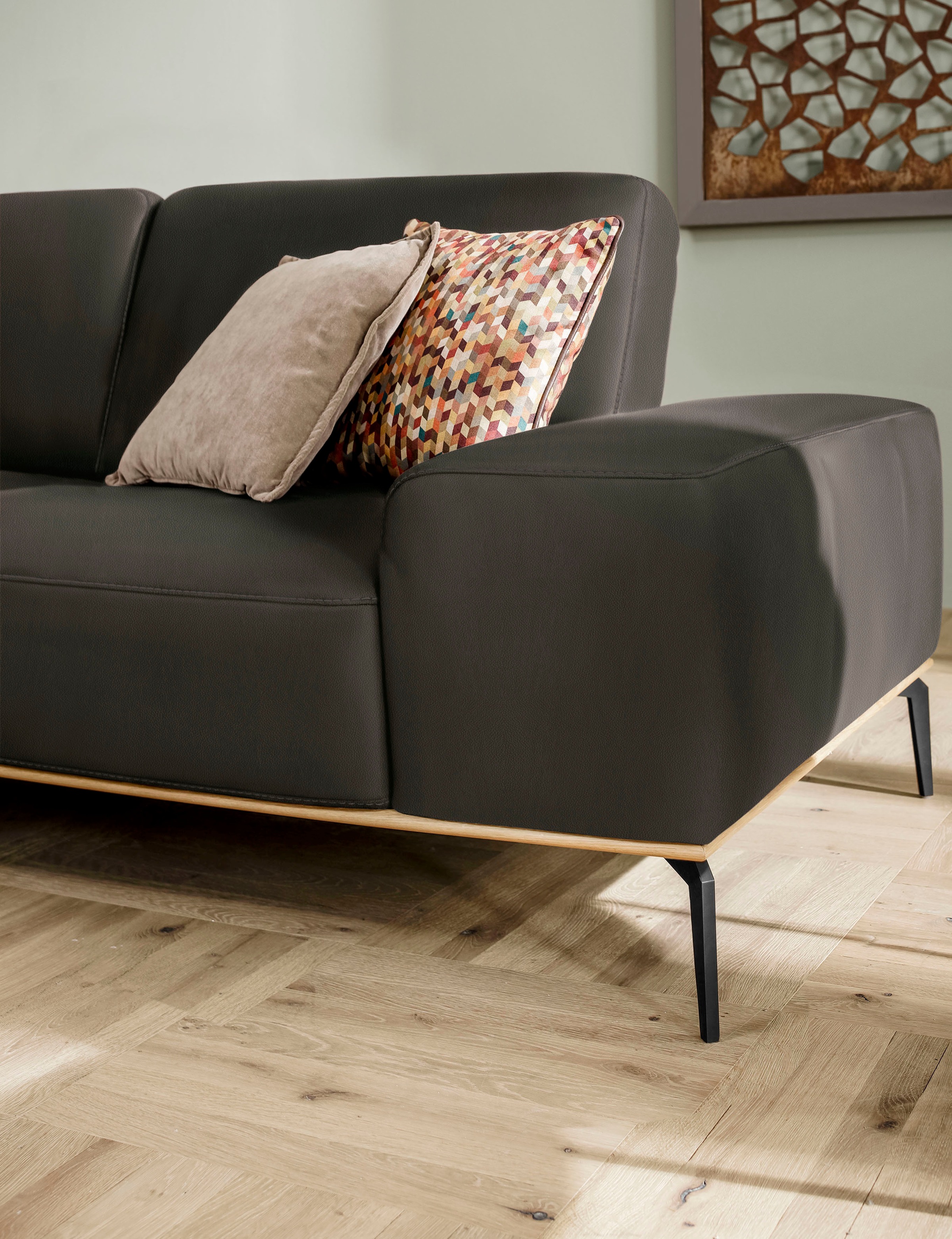 W.SCHILLIG Ecksofa »run, Designsofa mit tollem Sitzkomfort, bequem, L-Form«, mit Holzsockel, Füße in Schwarz pulverbeschichtet, Breite 319 cm