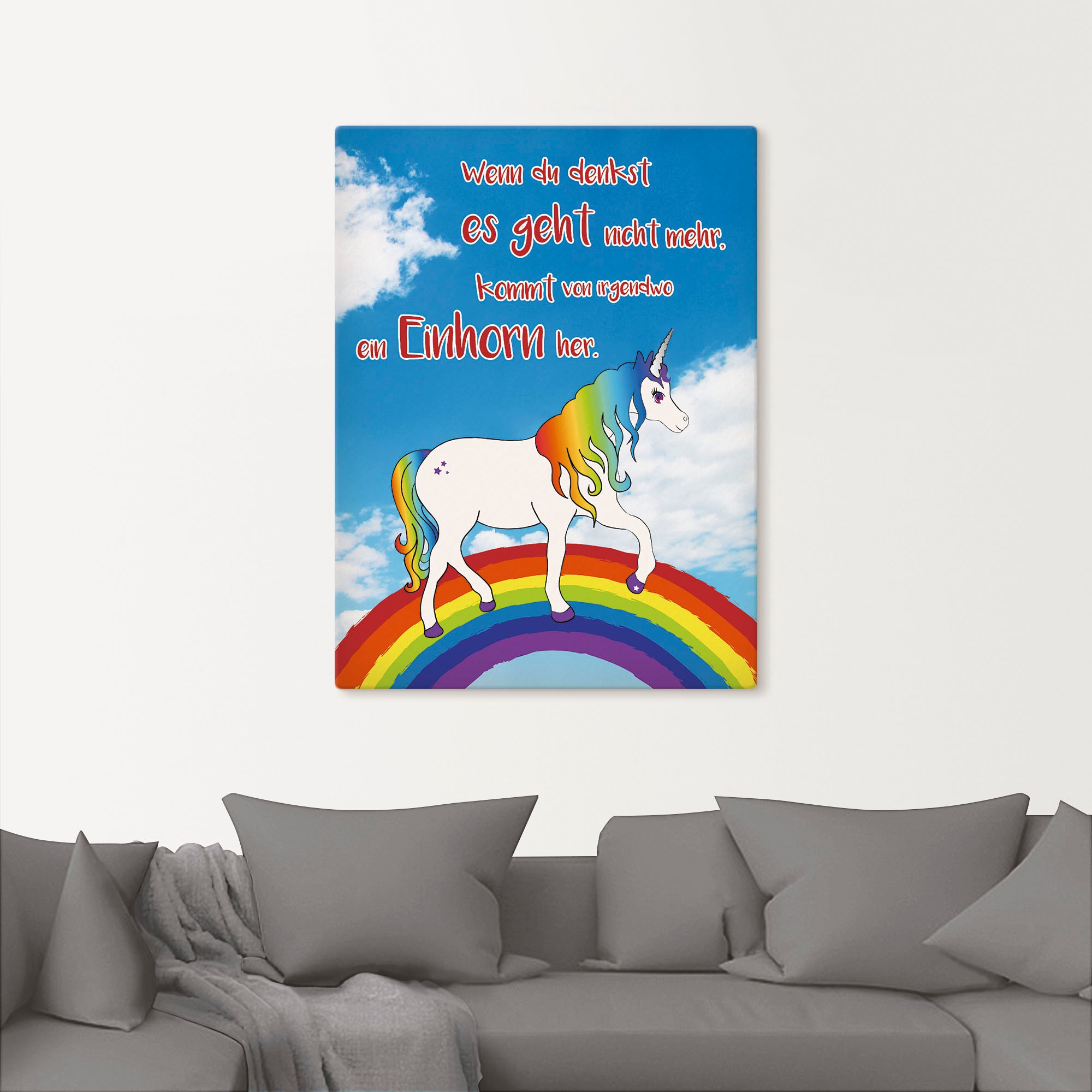 Artland Wandbild »Einhorn mit Regenbogen«, Animal Fantasy, (1 St.), als Poster in verschied. Größen