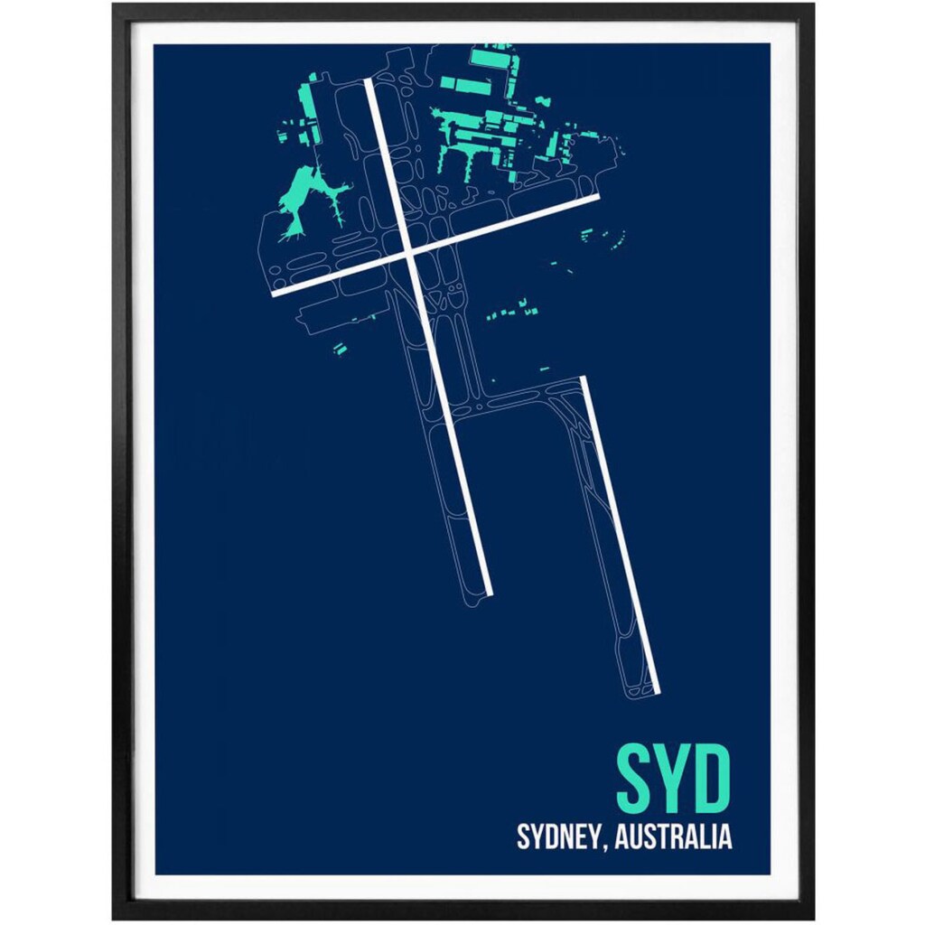 Wall-Art Poster »Wandbild SYD Grundriss Sydney«, Grundriss, (1 St.)