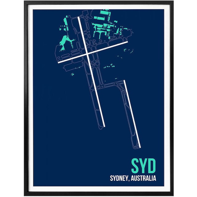 Wall-Art Poster »Wandbild SYD Grundriss Sydney«, Grundriss, (1 St.), Poster,  Wandbild, Bild, Wandposter bestellen | BAUR