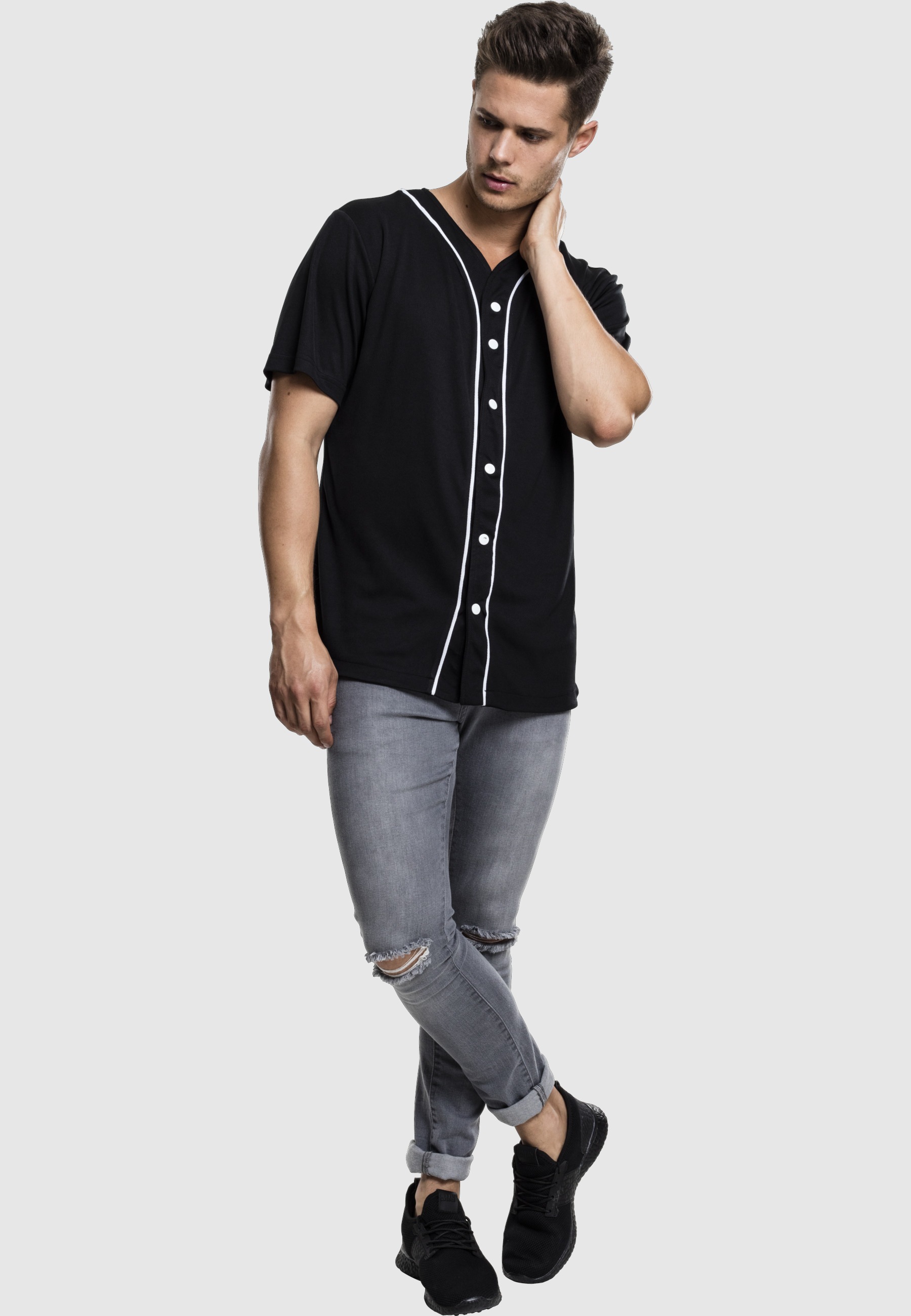 URBAN CLASSICS Kurzarmhemd »Urban Classics Herren Baseball Mesh Jersey« 1 Stk.