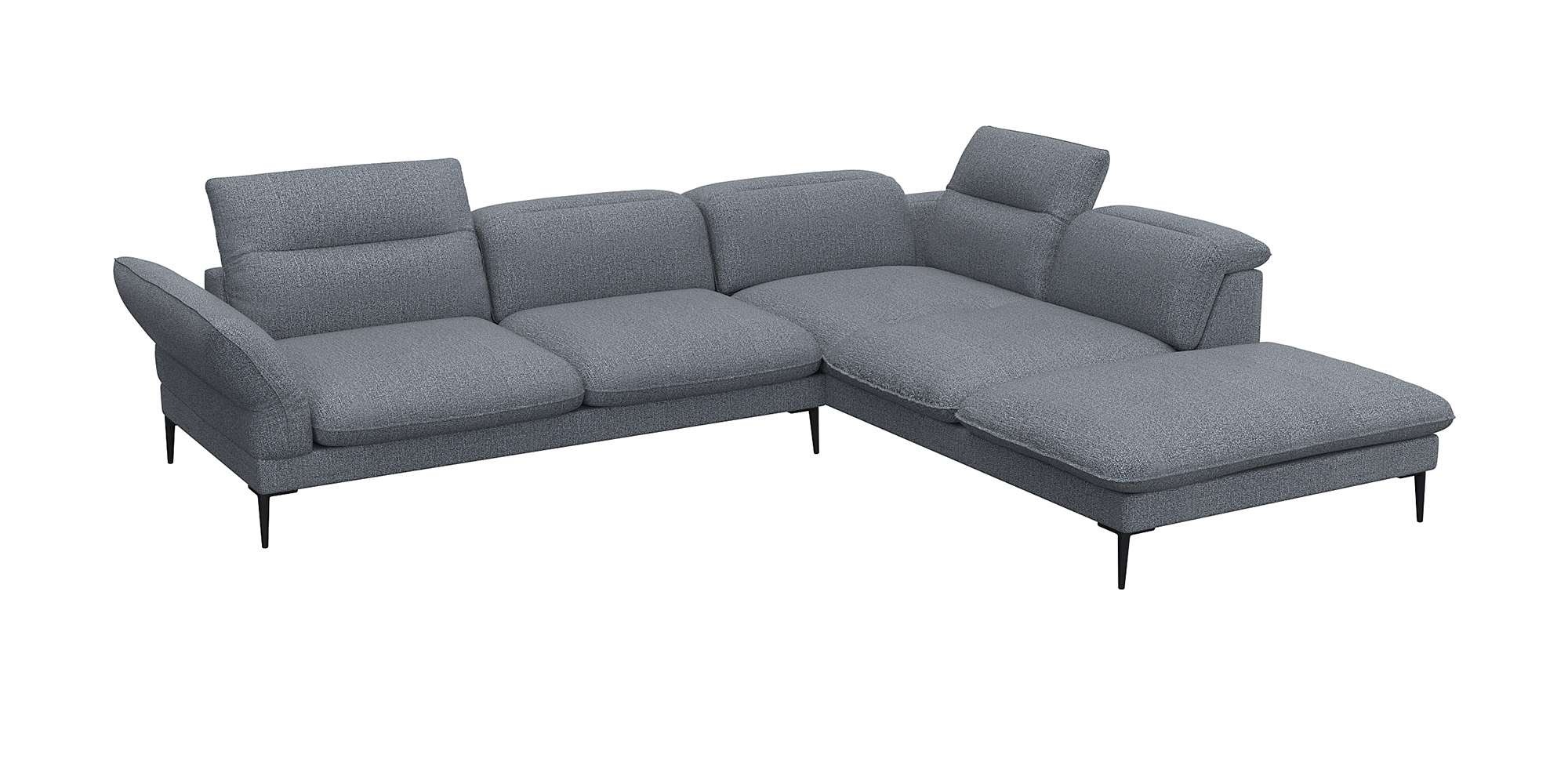 FLEXLUX Ecksofa »Salino, Funktionssofa mit Ottomane, Relaxsofa, Ecksofa«, Sofa mit Arm- und Kopfteil-Verstellungen, Kaltschaum & Stahl-Wellen