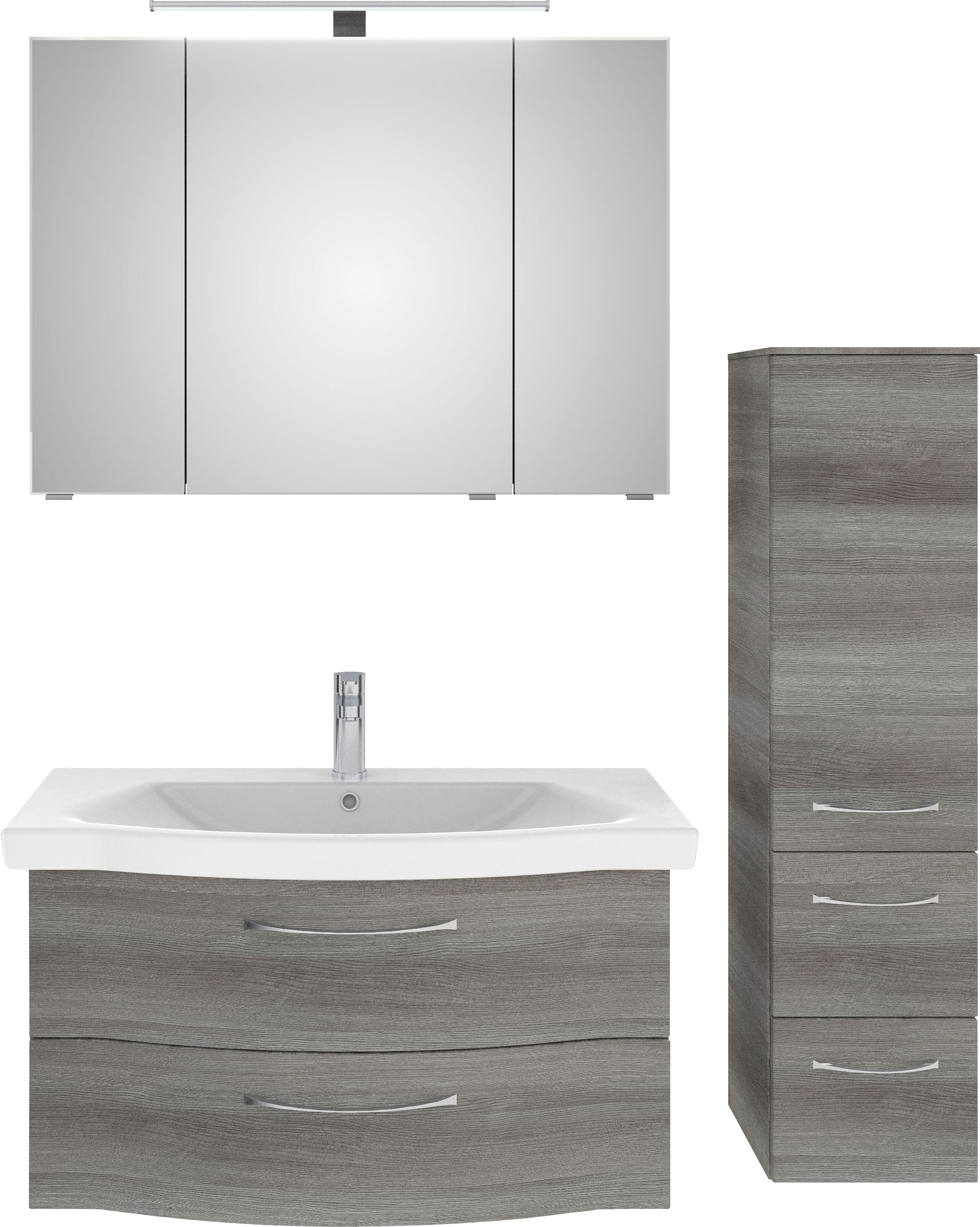 Saphir 1100000002199 "6005 Sprint 3-teilig, Keramik-Waschtisch mit LED-Spiegelschrank" 4 Stk. tlg.