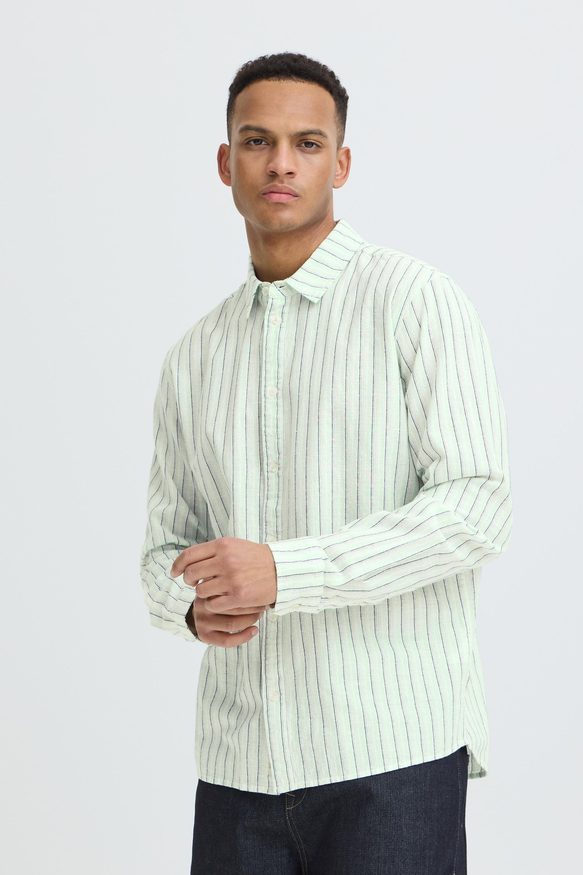 Blend Leinenhemd »BHAban Linen Mix Striped« Gestreiftes Hemd mit 2-Knopf-Manschette