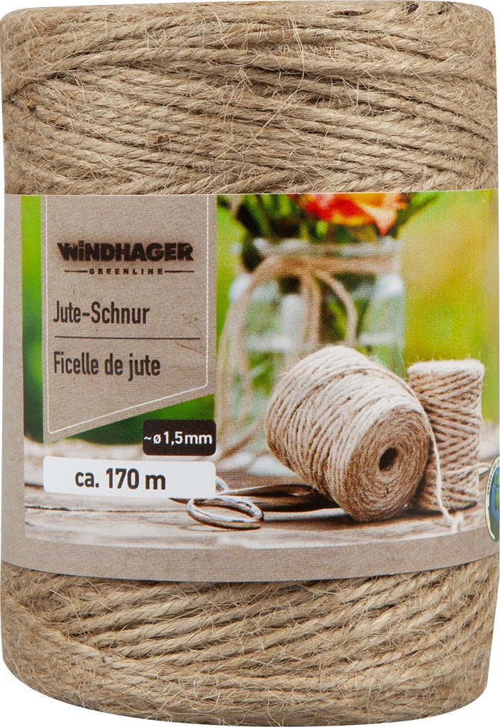 Windhager Pflanzschnur "Jute-Schnur, Garn zur Befestigen von Pflanzen" 1 Stk. tlg. Vliesen und Matten, erhältlich in 1,5 mm x 170 m oder 4 mm x 50 m