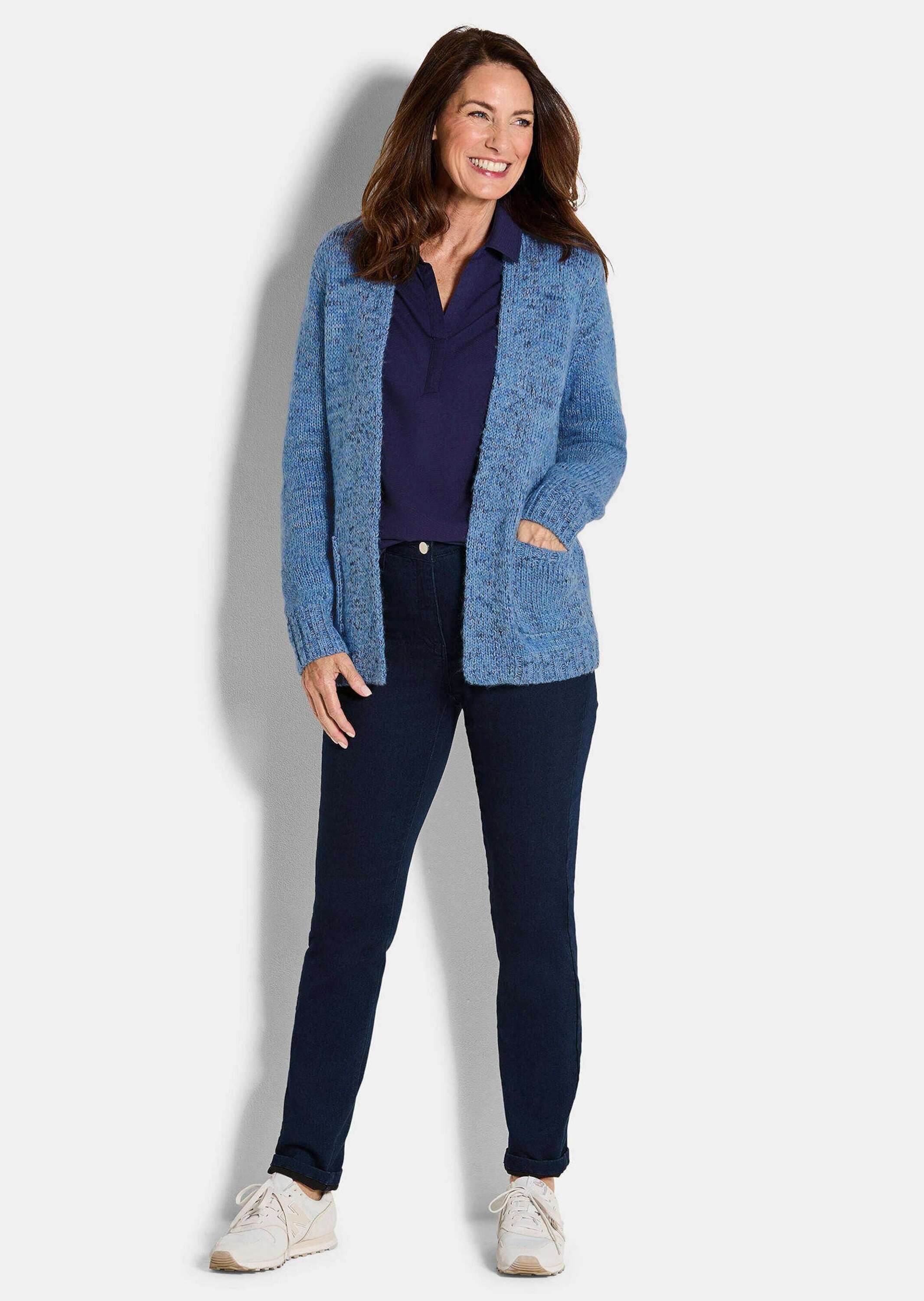 GOLDNER Strickjacke "Kurzgröße Langarm Melange-Cardigan, flauschig" günstig online kaufen