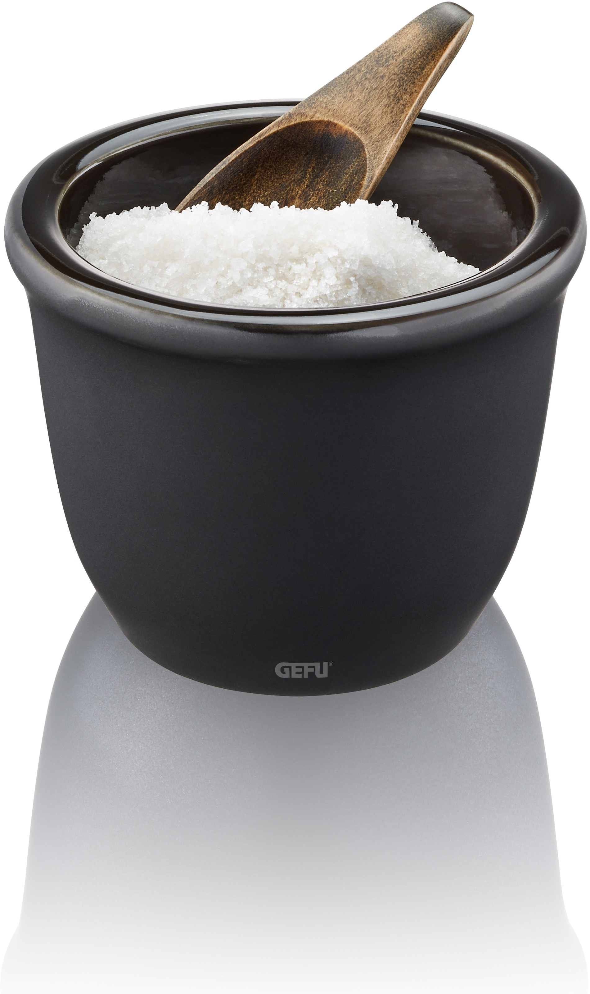 GEFU Salzbehälter "X-PLOSION, inklusive Holzlöffel" Fassungsvermögen 150 ml, Höhe 8 cm, Ø 8,5 cm