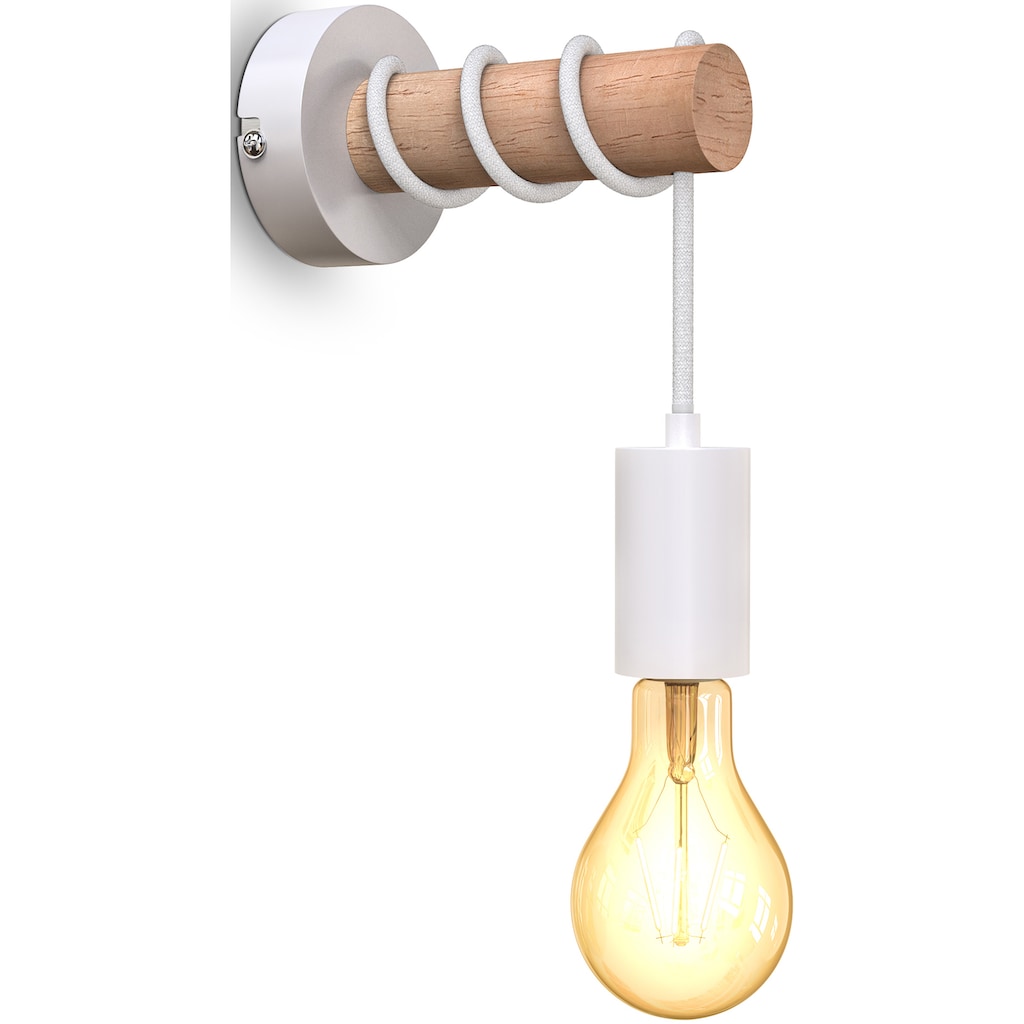 B.K.Licht Wandleuchte »BK_WL1357 Wandlampe Innen, Industrial-Design, Retro, MetalI, Holz«, 1 flammig-flammig