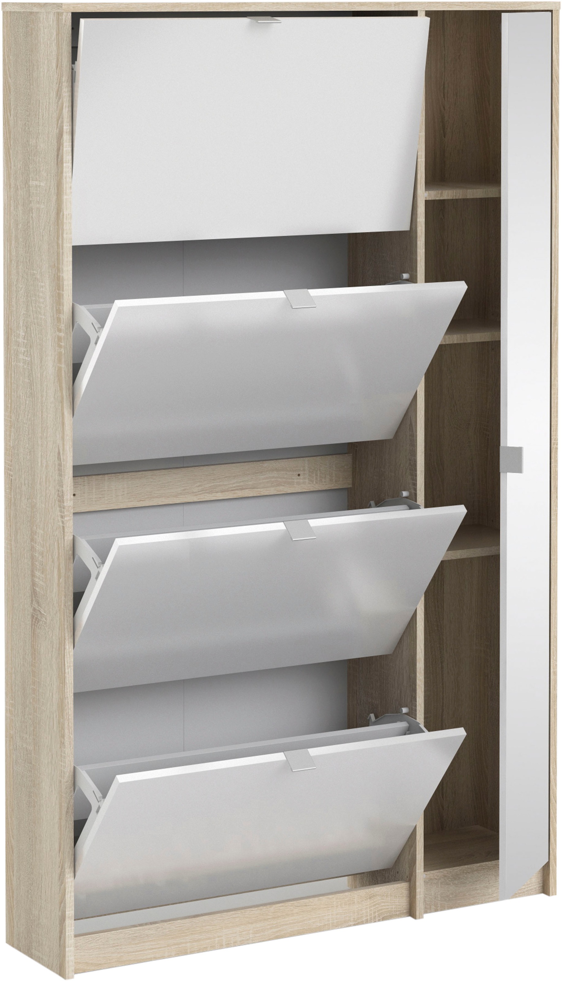 INOSIGN Schuhschrank »Shoes Schuhaufbewahrung, Schuhkommode, Schuhregal,«, mit 3 Klappen, 2 Böden und 1 Tür, Breite 98,8 cm Höhe 162 cm