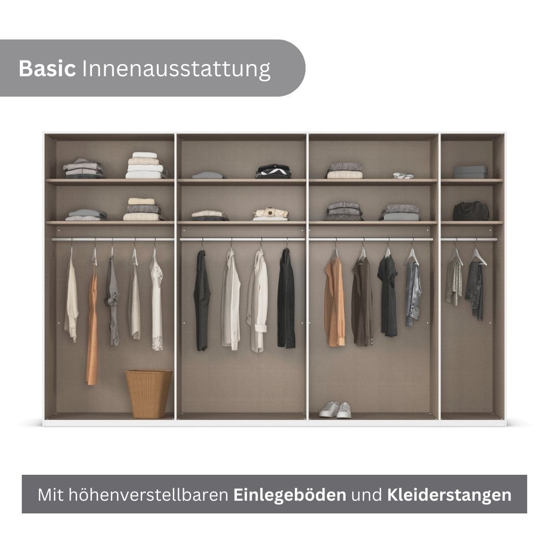 LeGer Home by Lena Gercke Kleiderschrank »Schrank Garderobe Ankleide Schlafzimmer Flur Serina«, (in 3 verschiedenen Ausstattungen BASIC/CLASSIC/PREMIUM), in 6 Breiten (101 - 401 cm) mit Front Glas oder Dekor MADE IN GERMANY