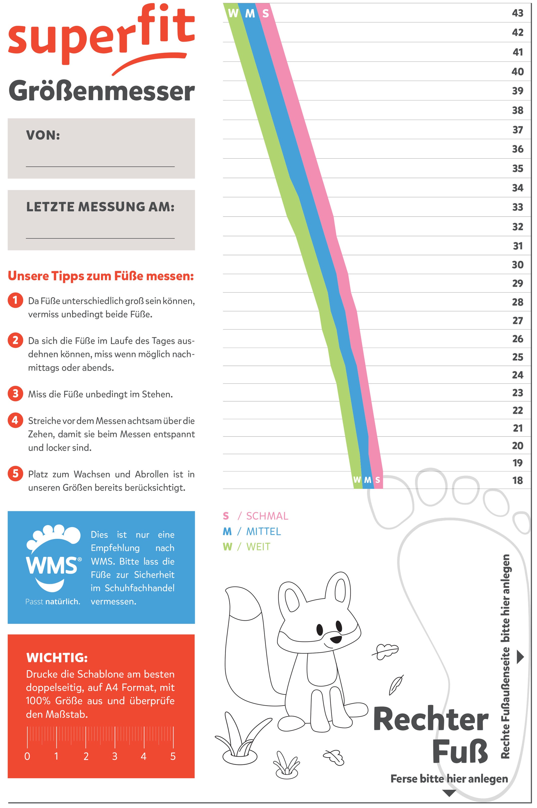 Thumbnail - Superfit Sandale "SPARKLE WMS: mittel" Klett-Sandalette mit Leomuster, Größenschablone zum Download