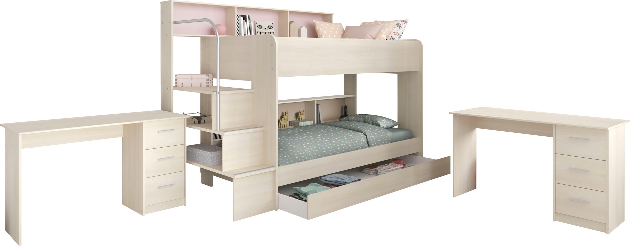 Parisot Jugendzimmer-Set »Bibop«, (3 tlg., Etagenbett, zwei Schreibtische), mit 2 Schreibtischen