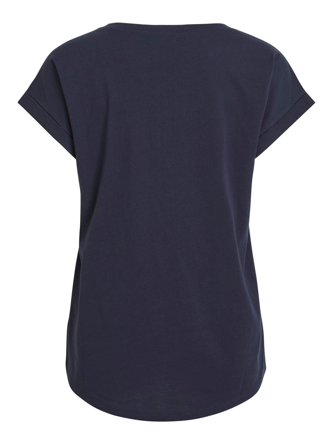 Vila Rundhalsshirt »VIDREAMERS NEW PURE T-SHIRT/SU-NOOS«, Basic Damen-T-Shirt mit Rundhalsausschnitt und umgeschlagenen Ärmeln