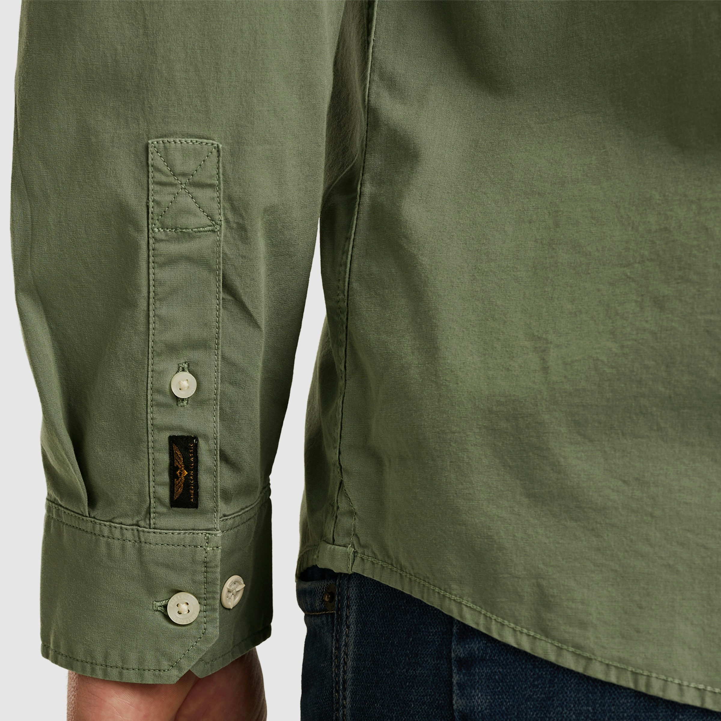 Langarmhemd PME LEGEND, Herren, Gr. M, N-Gr, grün (chinois grün), Web, Obermaterial: 97% Baumwolle, 3% Elasthan, unifarben, regular fit normal, Manschette, Hemden, mit Logo Stickerei 3