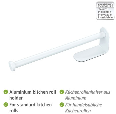 WENKO Küchenrollenhalter »Nio«, Aluminium BAUR | ohne selbstklebend, bestellen Befestigen rostfrier Bohren