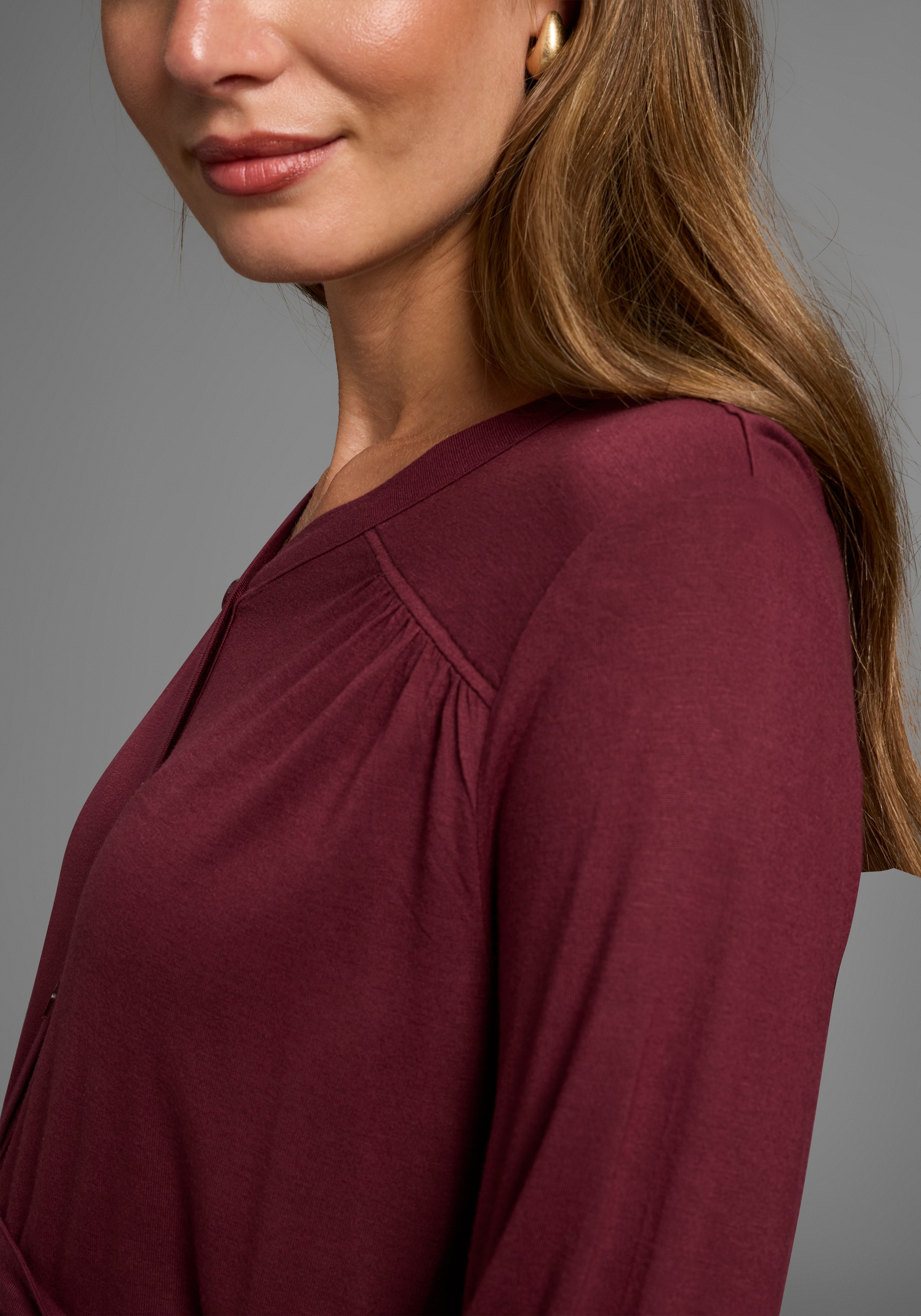 Thumbnail - Neun Monate Umstandsshirt "Jersey-Bluse mit Bindegürtel" Viskose Umstands-Bluse praktisch für Schwangerschaft und danach