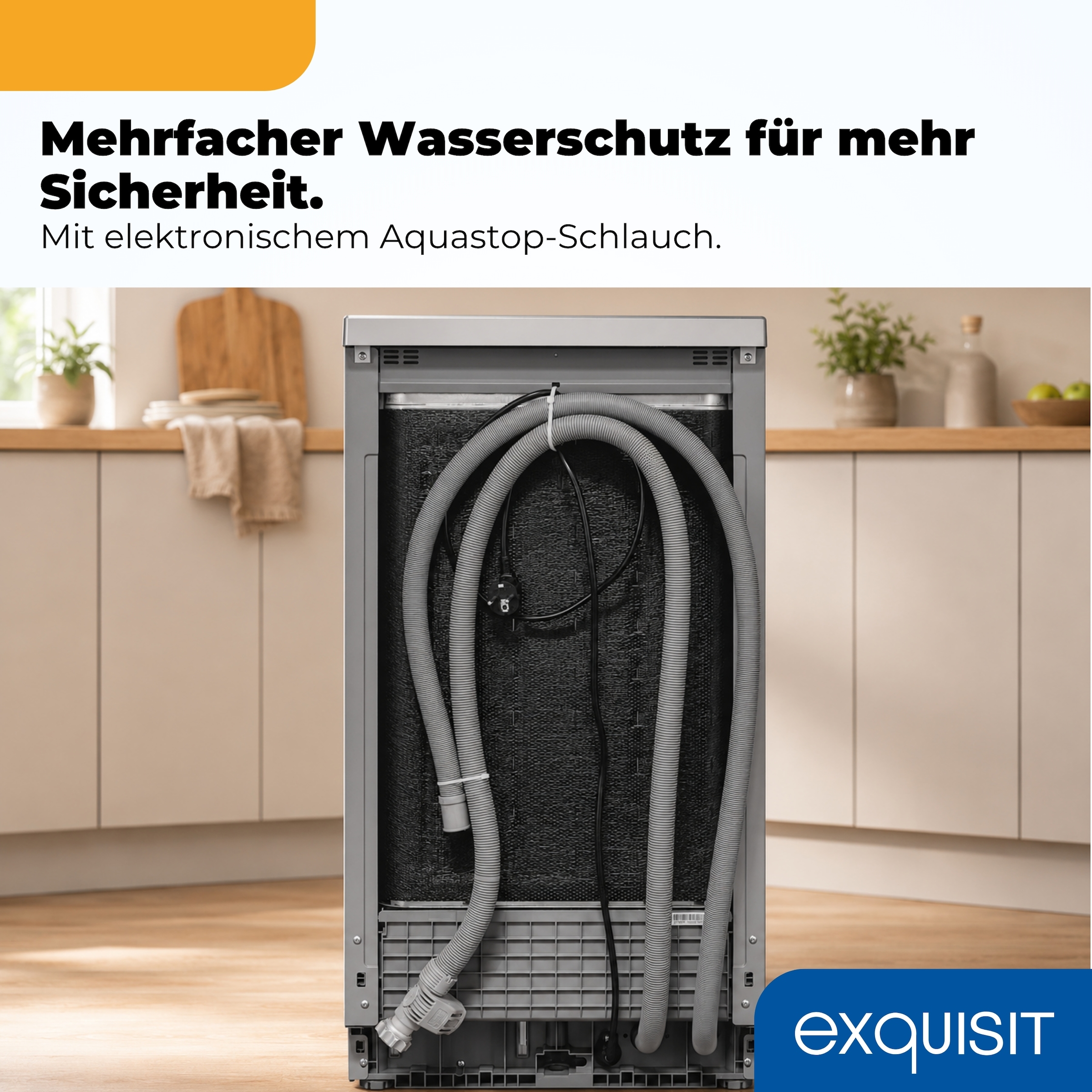 exquisit Standgeschirrspüler 9310 »GSP9311-450C silber« 8,3 l 10 tlg. Maßgedecke 10 Maßgedecke, 7 Programme, LED, Besteckkorb, Auto Door Open, AquaStop