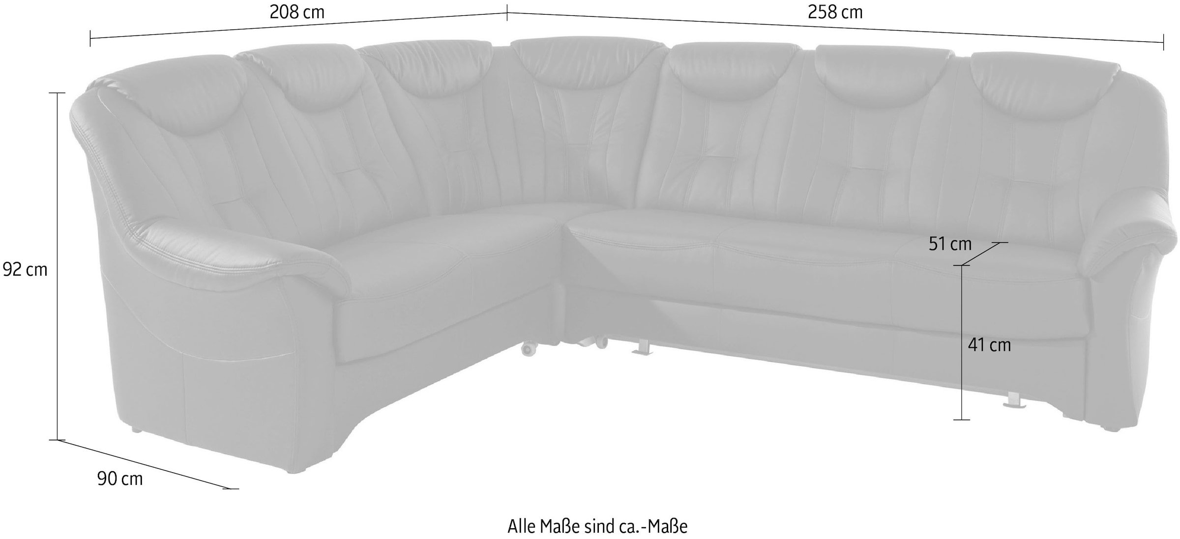 exxpo - sofa fashion Ecksofa »Isabel, klassisch moderne hohe Rückenlehne für mehr Komfort, L-Form«, bequemer Federkern, wahlweise mit Bettfunktion und Bettkasten