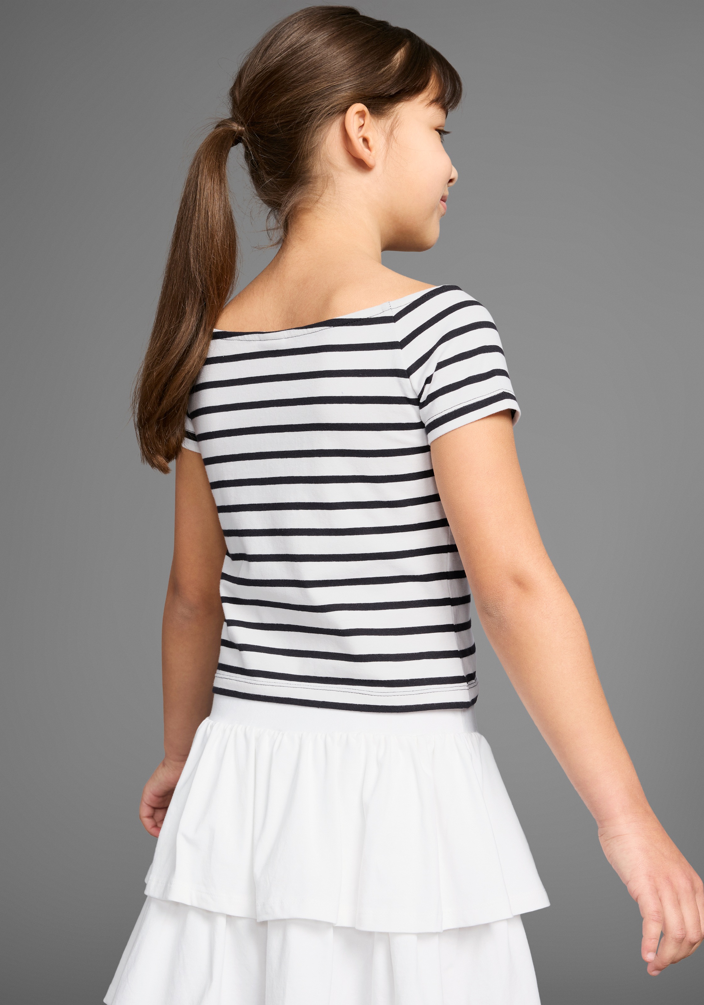 Thumbnail - KangaROOS Carmenshirt "2er Pack T-Shirts" Packung, 2, 2 Stk. 1x uni + 1x geringelt