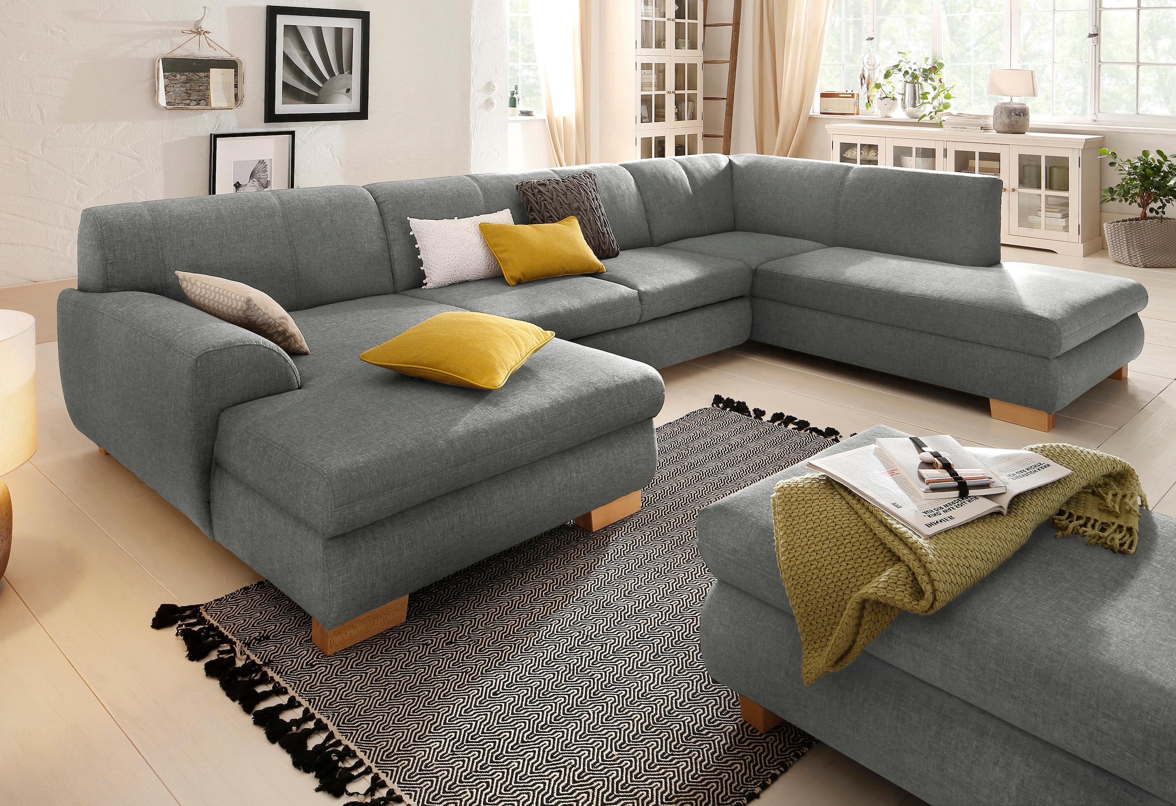 Home affaire Wohnlandschaft "Nika zeitlos und elegant, viel Platz, U-Form", günstig online kaufen