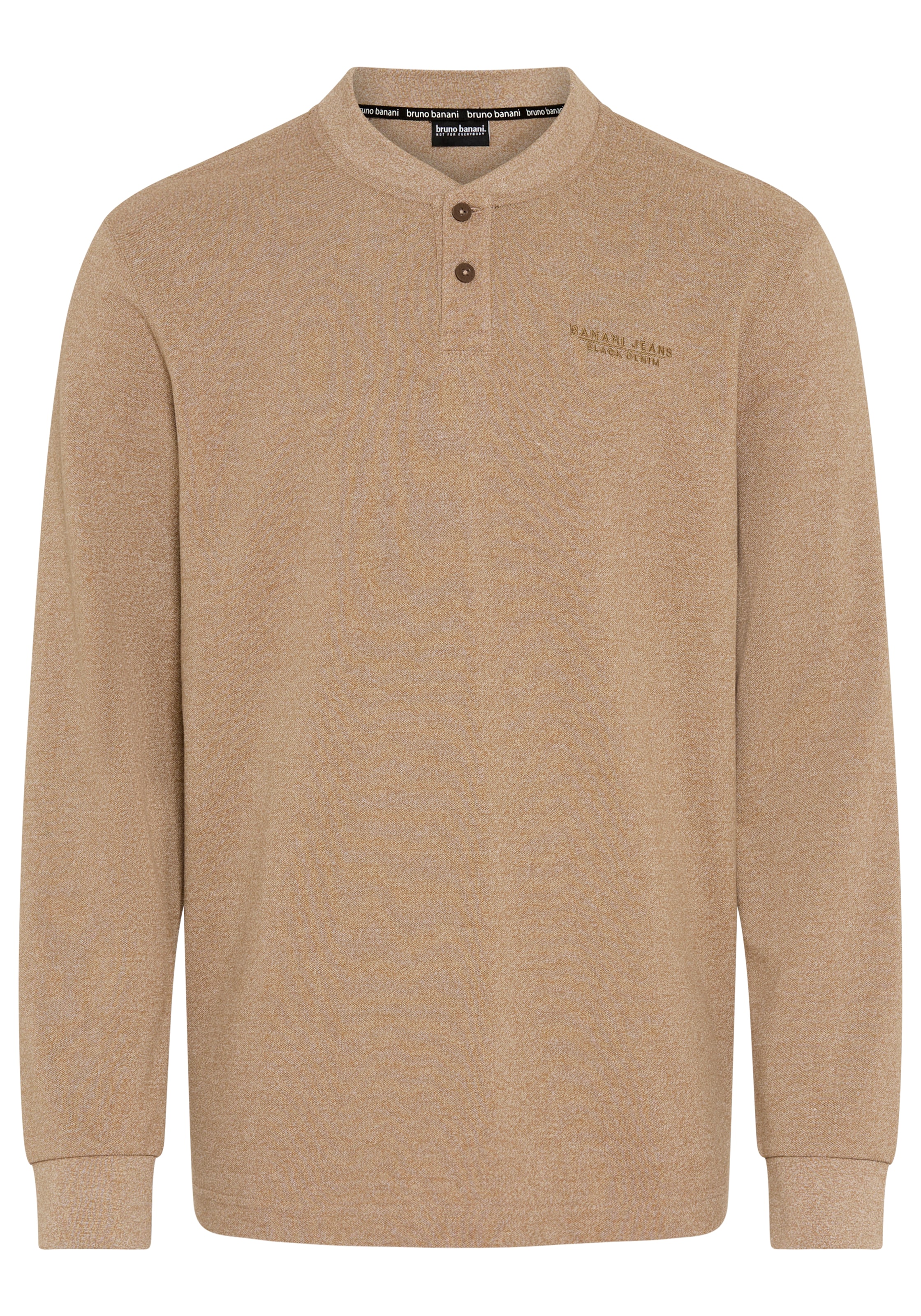 Bruno Banani Henleyshirt mit Langarm, aus Single Jersey, melierte Optik