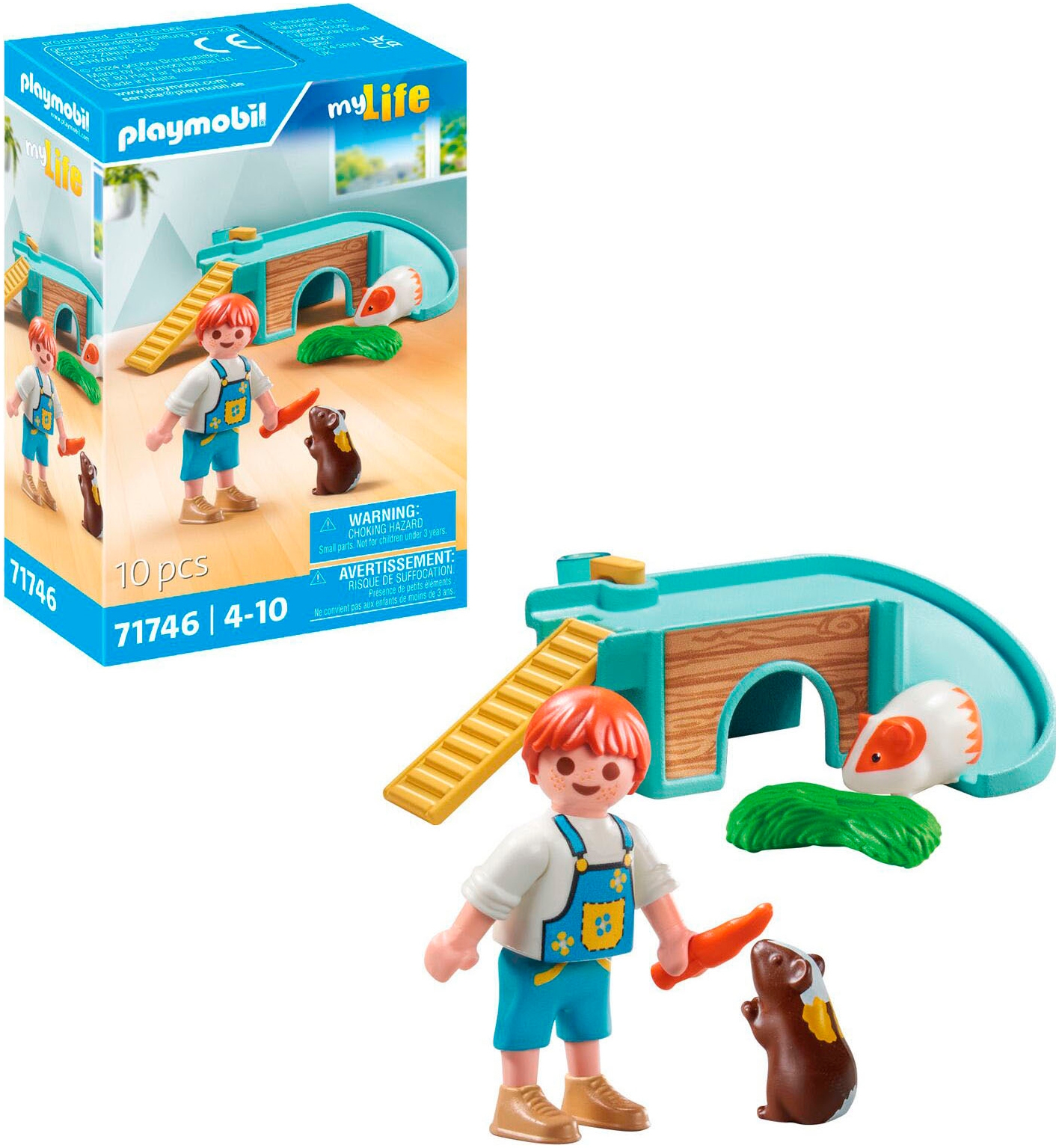 Playmobil® Konstruktions-Spielset »Junge mit Meerschweinchen (71746), Playmobil My Life«, (10 St.)