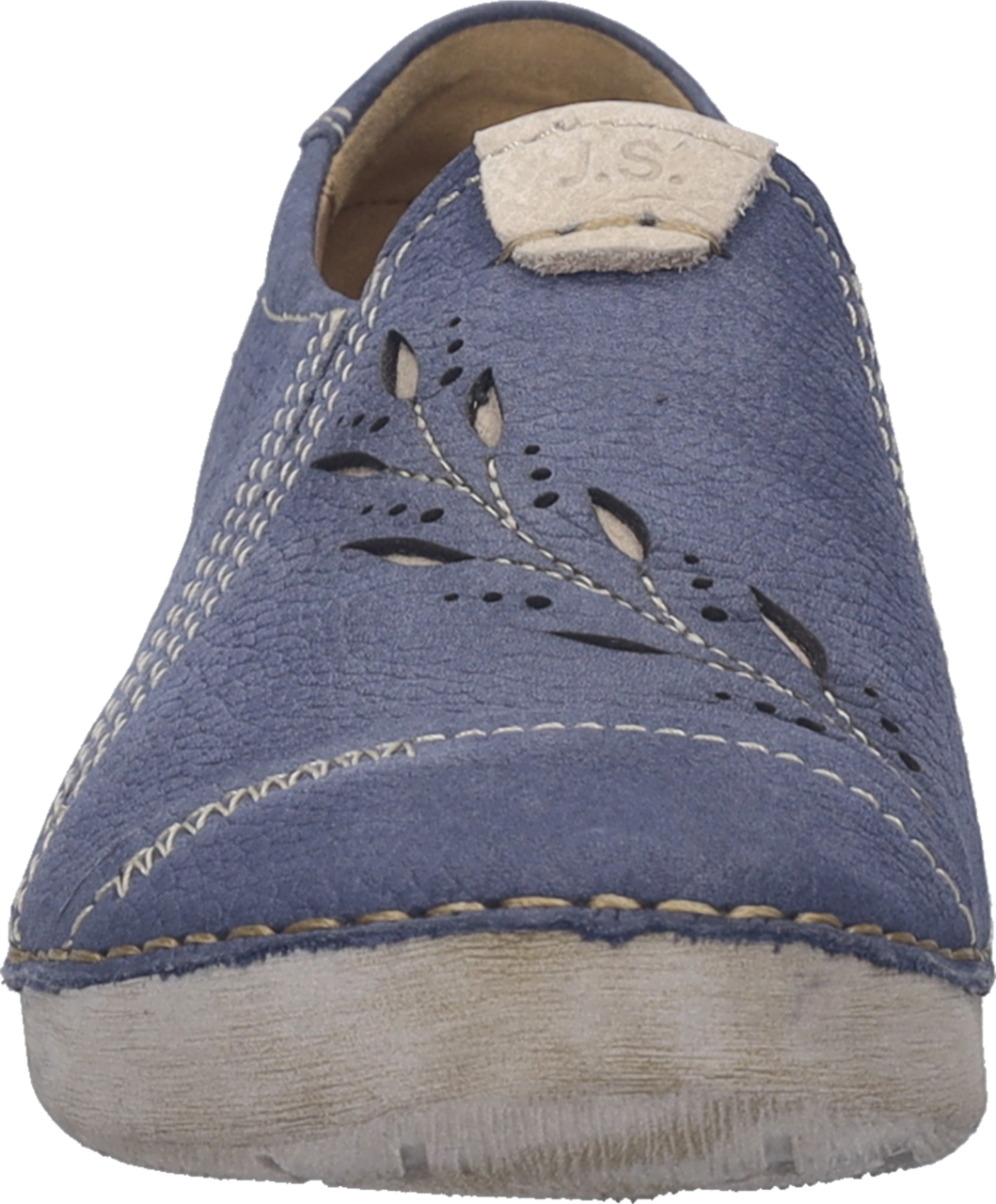 Slipper JOSEF SEIBEL "Fergey 42", Damen, Gr. 42, blau, Leder, geblümt, Schuhe Slipper, Slip-On Sneaker, Halbschuh, Schlupfschuh mit Gummizügen, G-Weite 6