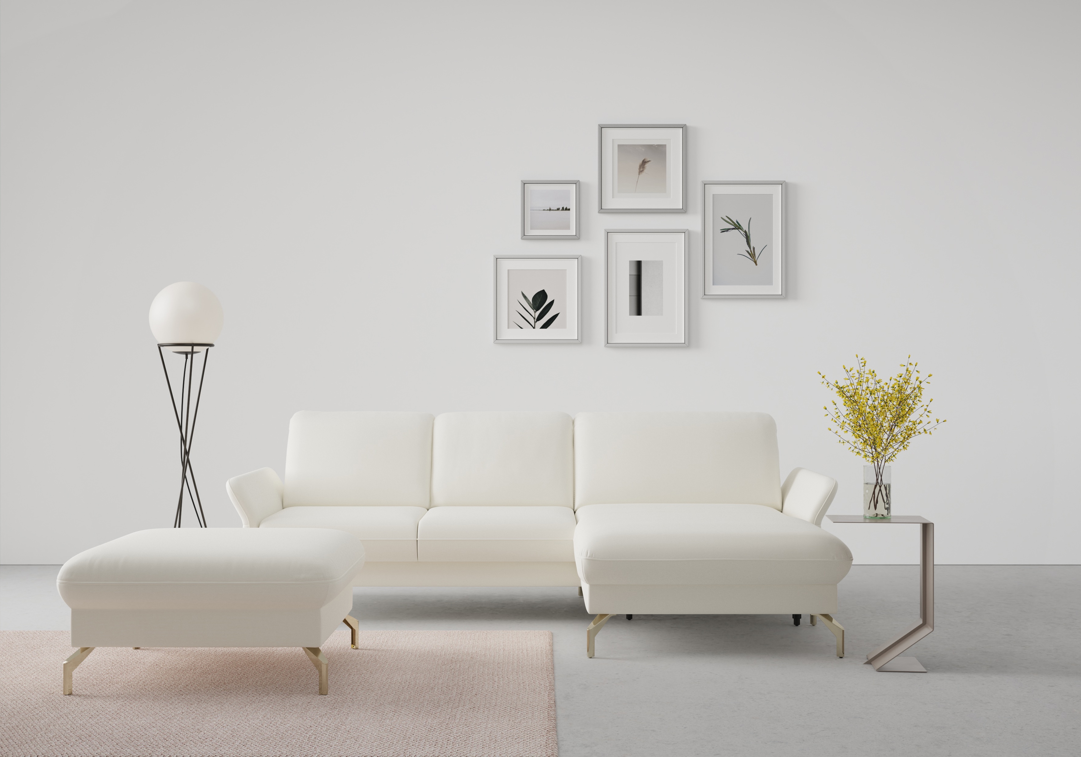 sit&more Ecksofa "Fashion L-Form" wahlweise mit Kopfteilverstellung, Vorziehsitz, motorisch, Nickelfüße