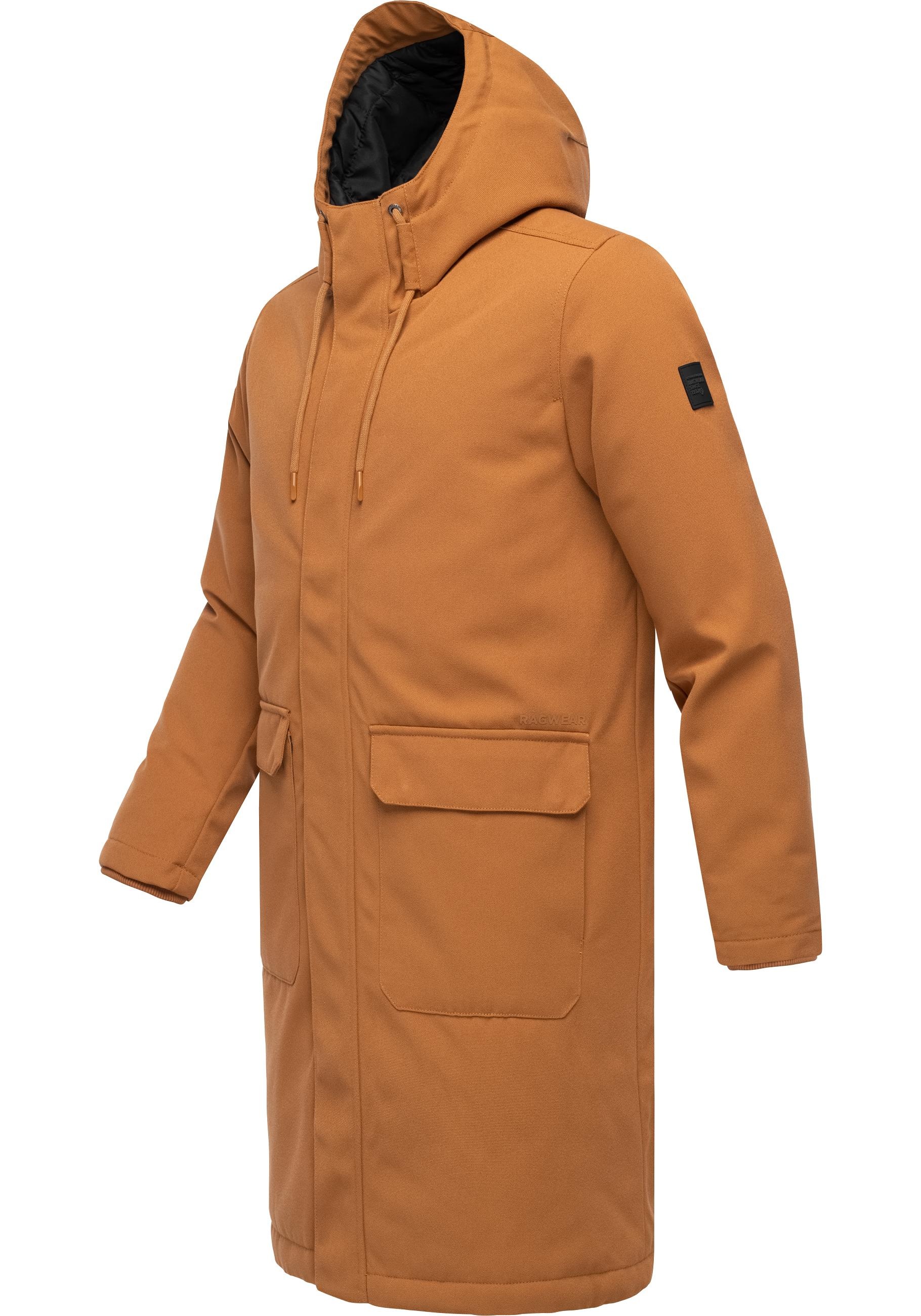 Ragwear Wintermantel »Mr Them Long«, lange wasserdichte Herren Winterjacke mit Kapuze