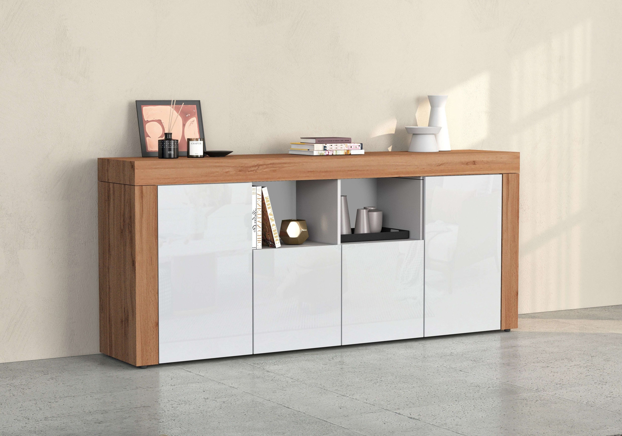 INOSIGN Sideboard "CHRONOS Breite 200 cm mit 4 Türen, 2 offene und 8 geschl günstig online kaufen