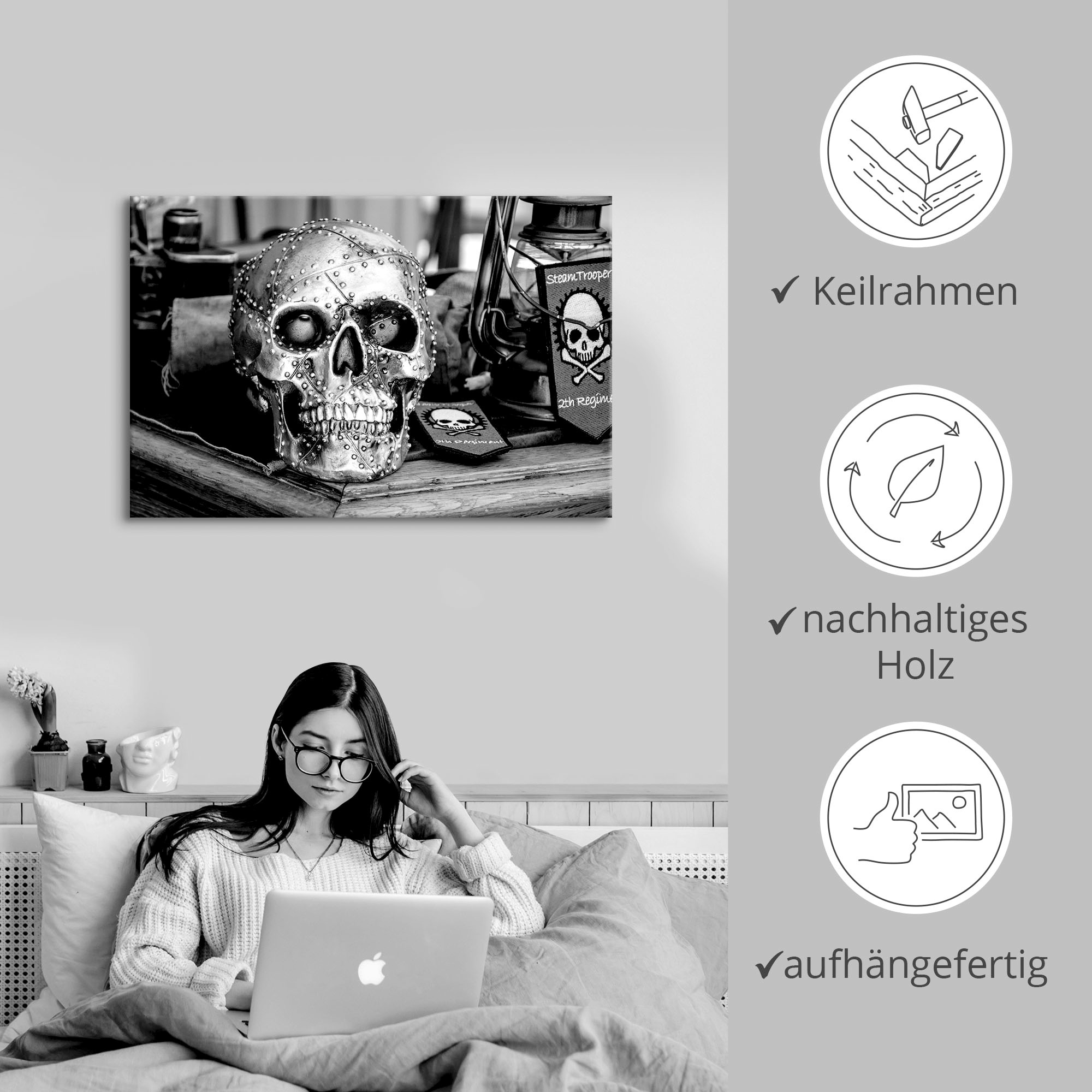 Artland Wandbild »Totenkopf«, klassische Fantasie, (1 St.), als Leinwandbild, Poster, Wandaufkleber in verschied. Größen