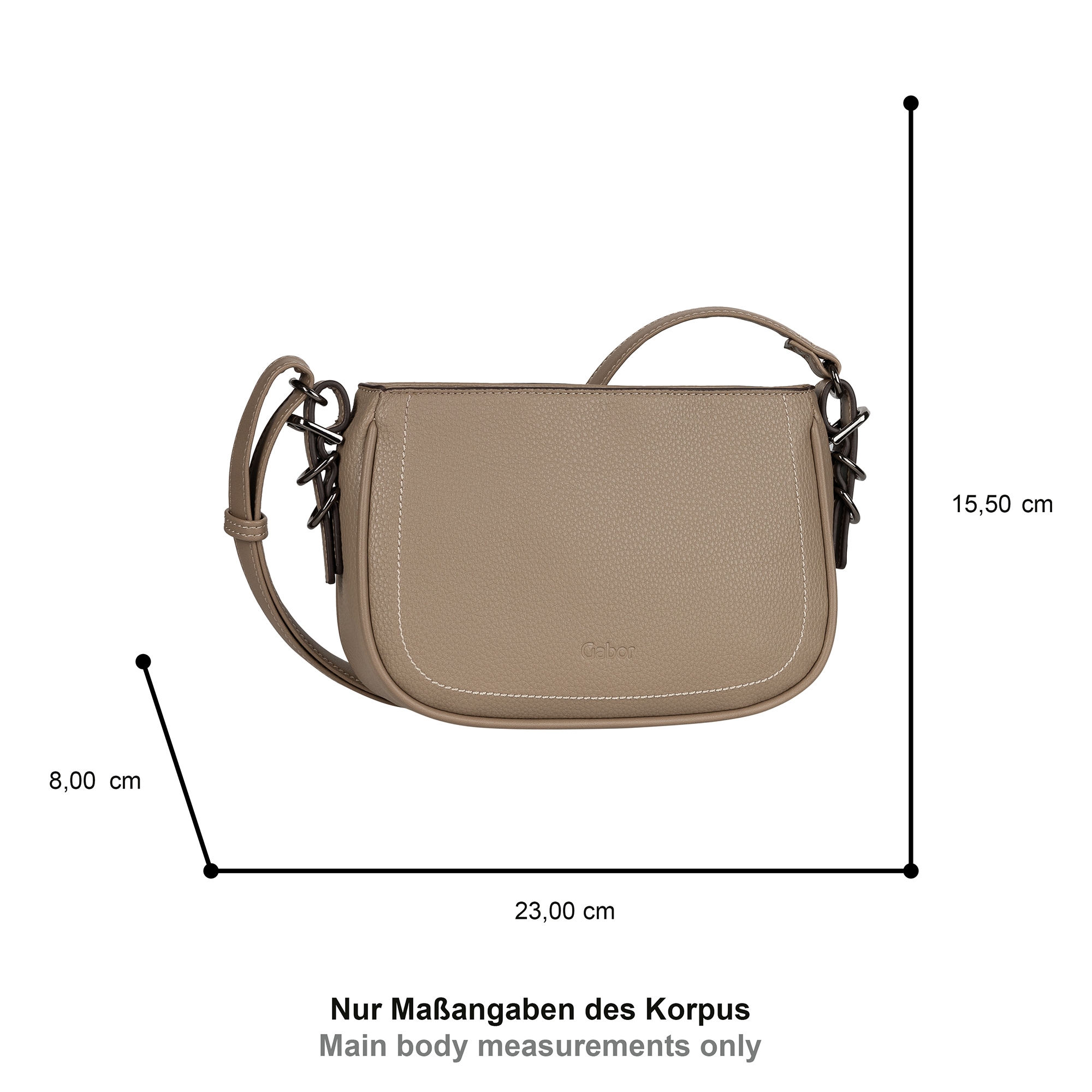 Gabor Umhängetasche »Galinna«, weiches Lederimitat mit Metalldetails und Kontrastnähten