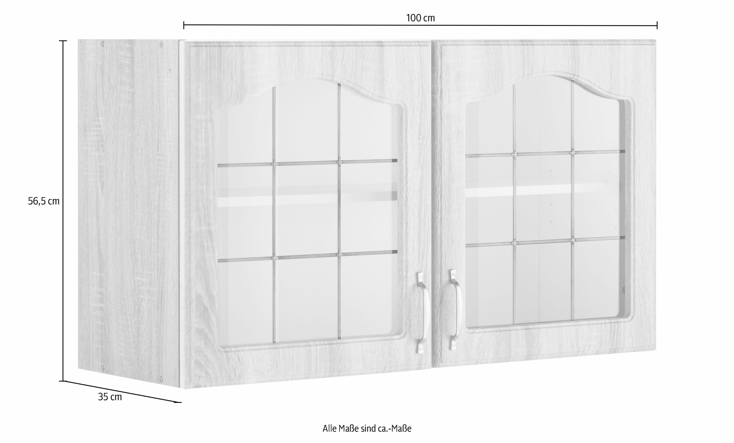 breit, Küchen | BAUR kaufen wiho 100 2 Glashängeschrank mit »Linz«, Glastüren cm