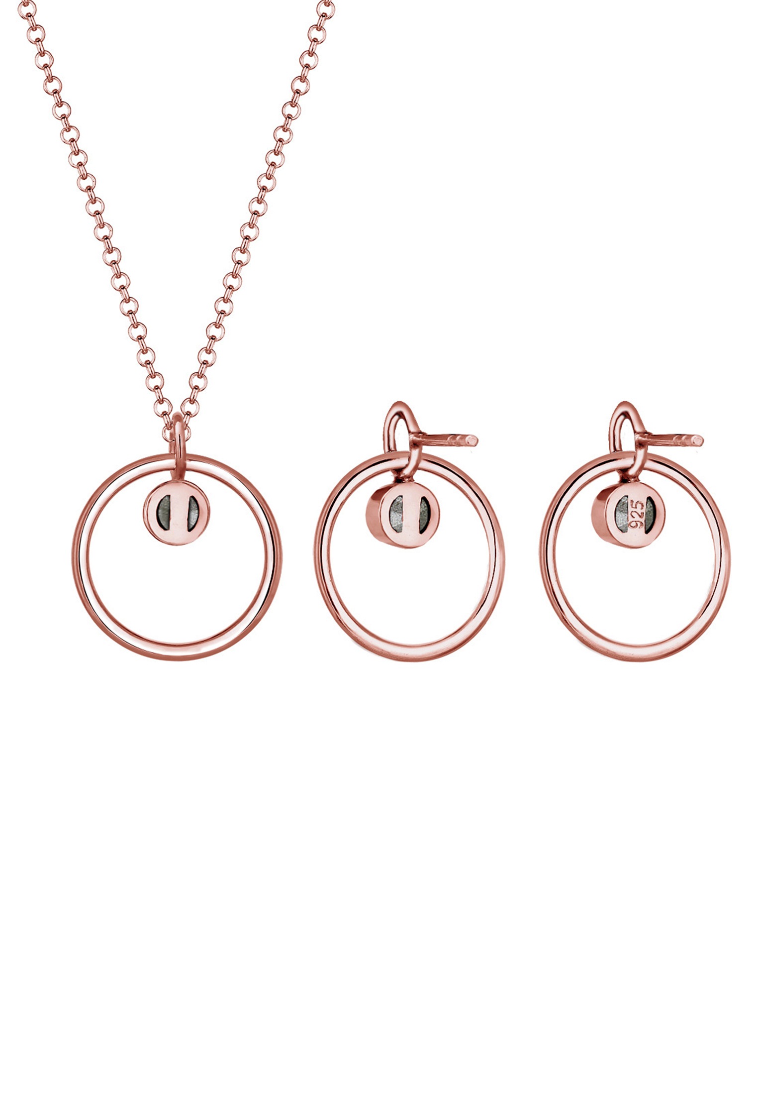Elli Ohrring und Ketten Set »Schmuckset Kreis Glas Kristalle Weiß 925 Sterling Silber« ()