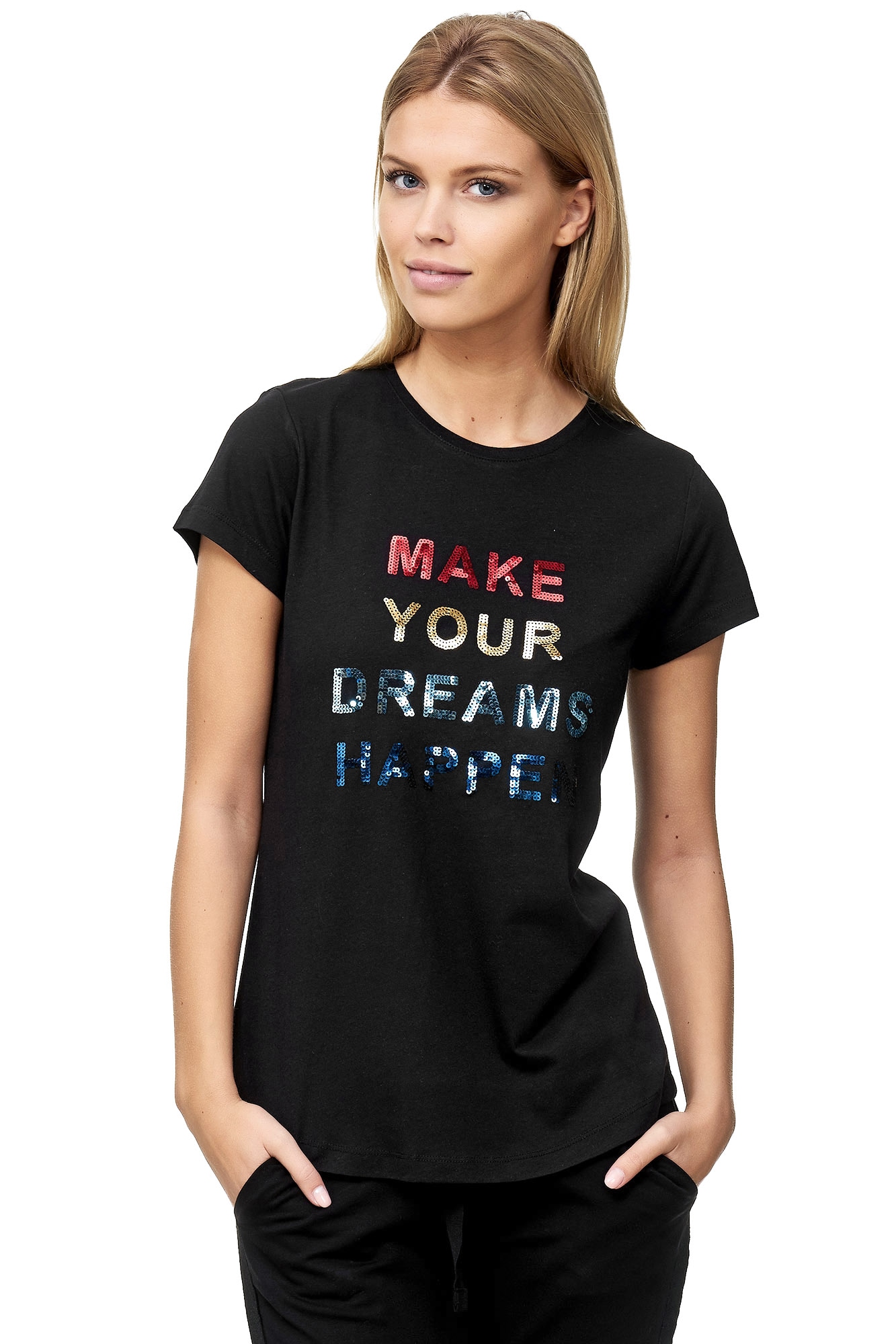 kaufen T-Shirt, 3027520 BAUR für Paillettenschriftzug Decay mit |