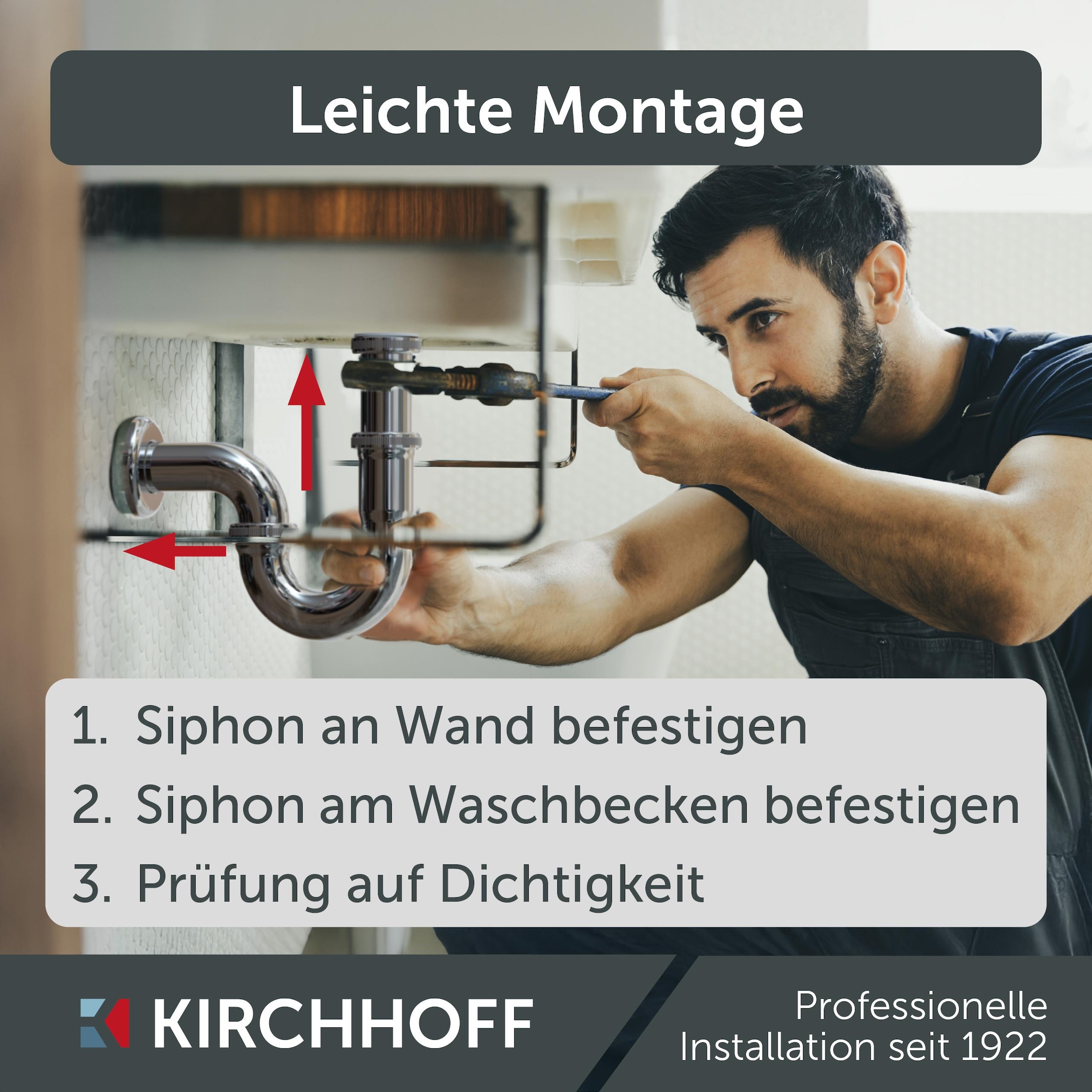 Kirchhoff Siphon, Röhrensiphon, Chrom, 1 1/4" x 32 mm
